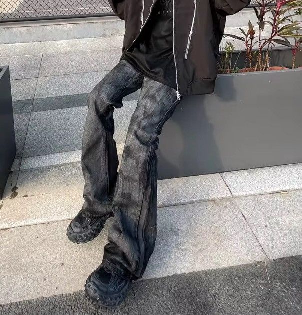 Japanese Brand Heavyweight washed and waxed micro flare jeans Size US 34 / EU 50 - 5 Thumbnail