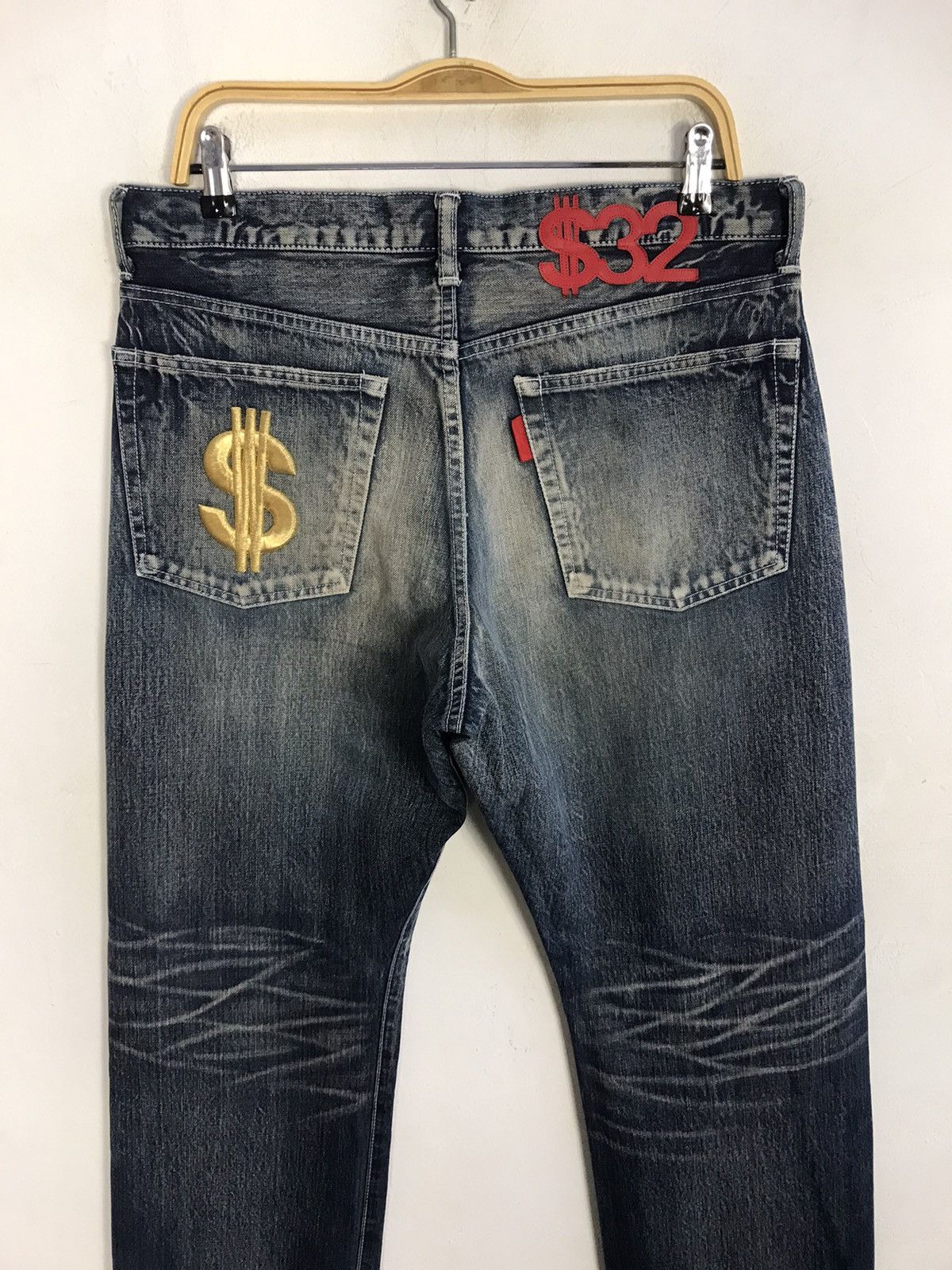 Japanese Brand Vtg Swagger Light Wash The Back Side Logo Money Jeans Size US 34 / EU 50 - 10 Thumbnail