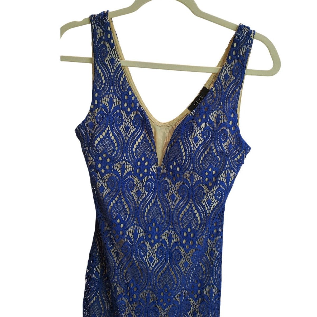 Other TRAC USA Blue Lace Sleeveless Nude Lined Dress Medium Size M / US 6-8 / IT 42-44 - 2 Thumbnail