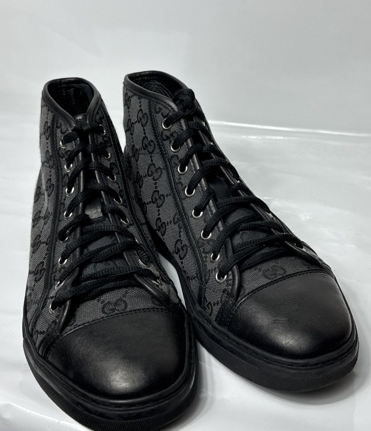 Gucci Gucci GG Monogram Black High Top Canvas Sneakers Size US 6.5 / EU 39-40 - 7 Thumbnail