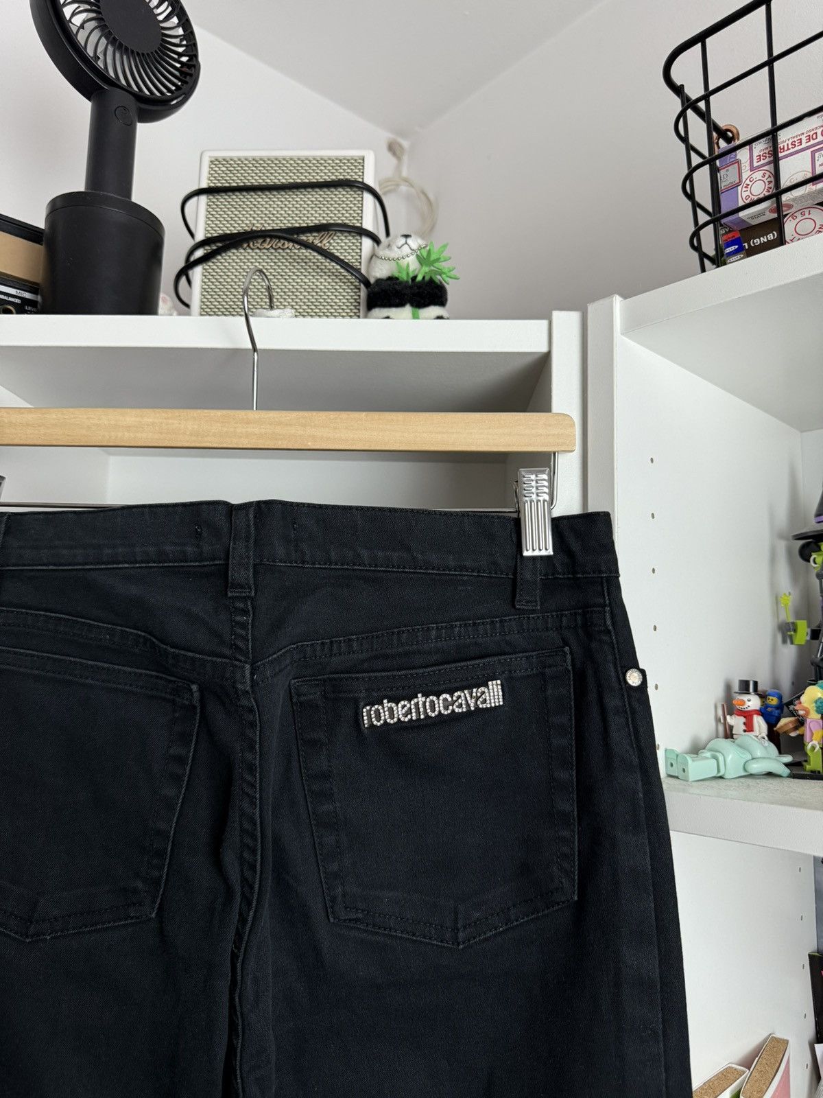 Designer × Roberto Cavalli Vintage y2k Roberto Cavalli glitter logo black denim pants L Size 32" / US 10 / IT 46 - 3 Thumbnail