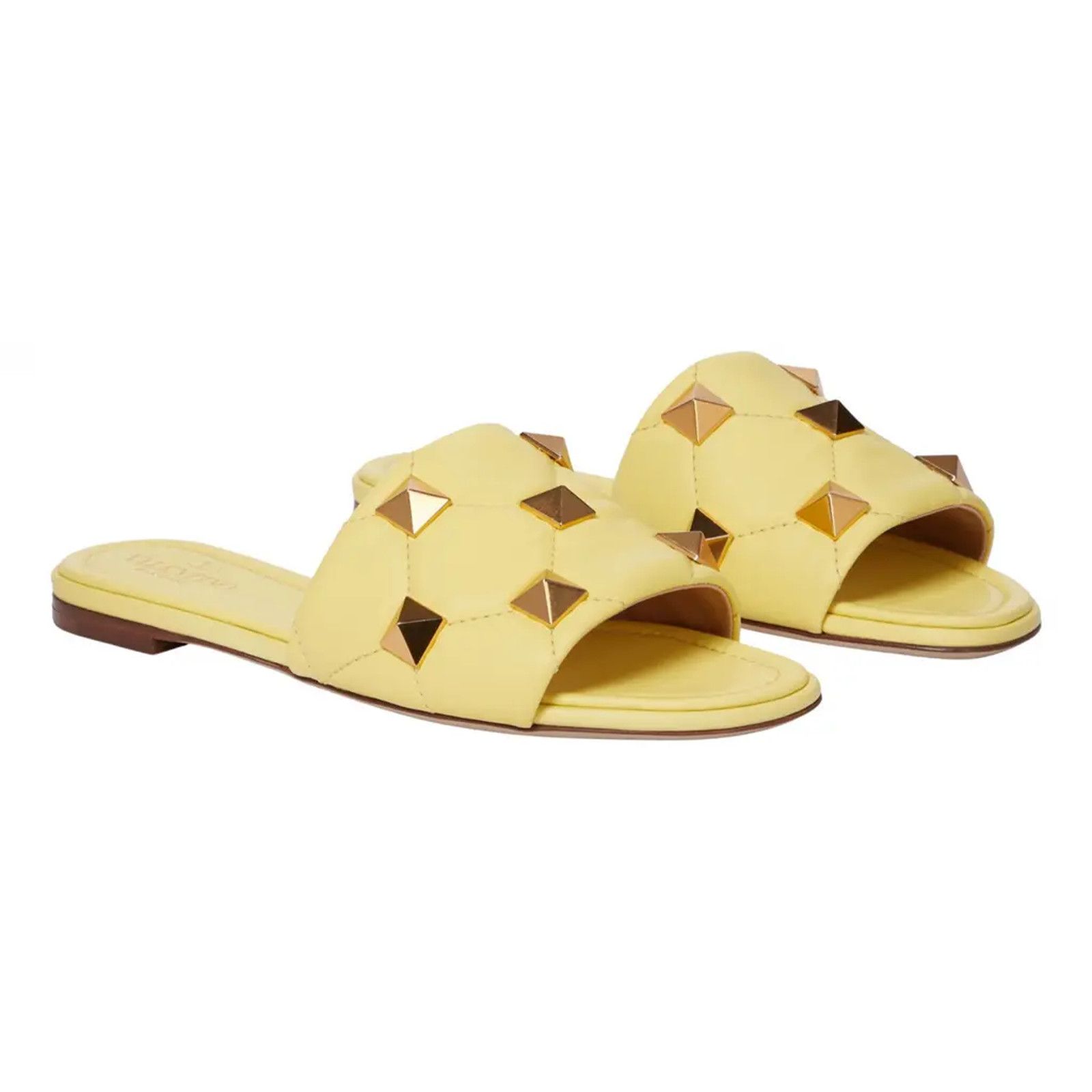 Valentino Valentino Rockstud Roman Stud Lime Yellow Leather Quilted Size US 5 / IT 35 - 1 Thumbnail