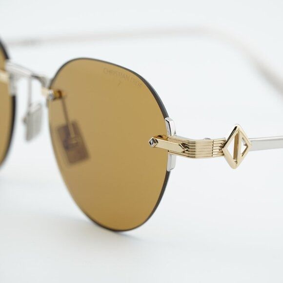 Dior Dior CD DIAMOND R5U F2H0 Sunglasses Gold/Silver Oval Frame Size ONE SIZE - 8 Thumbnail