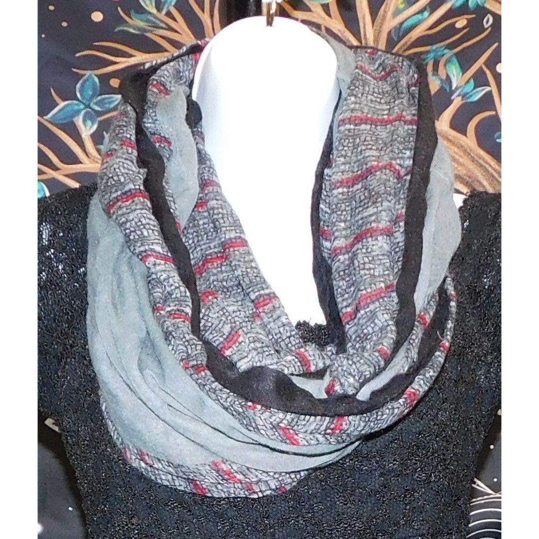 Other Do Everything In Love Infinity Scarf With Mixed Gray Stripes Size ONE SIZE - 1 Thumbnail
