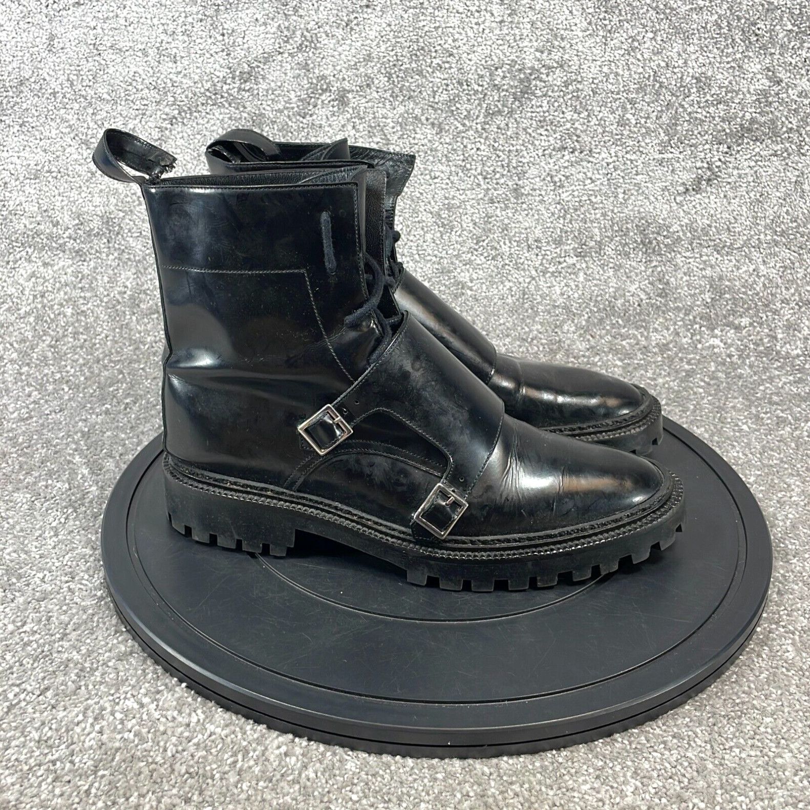 Vintage Inch2 Boots Women s Size 10 Lace Up Ankle Monk Combat Black Leather Grailed