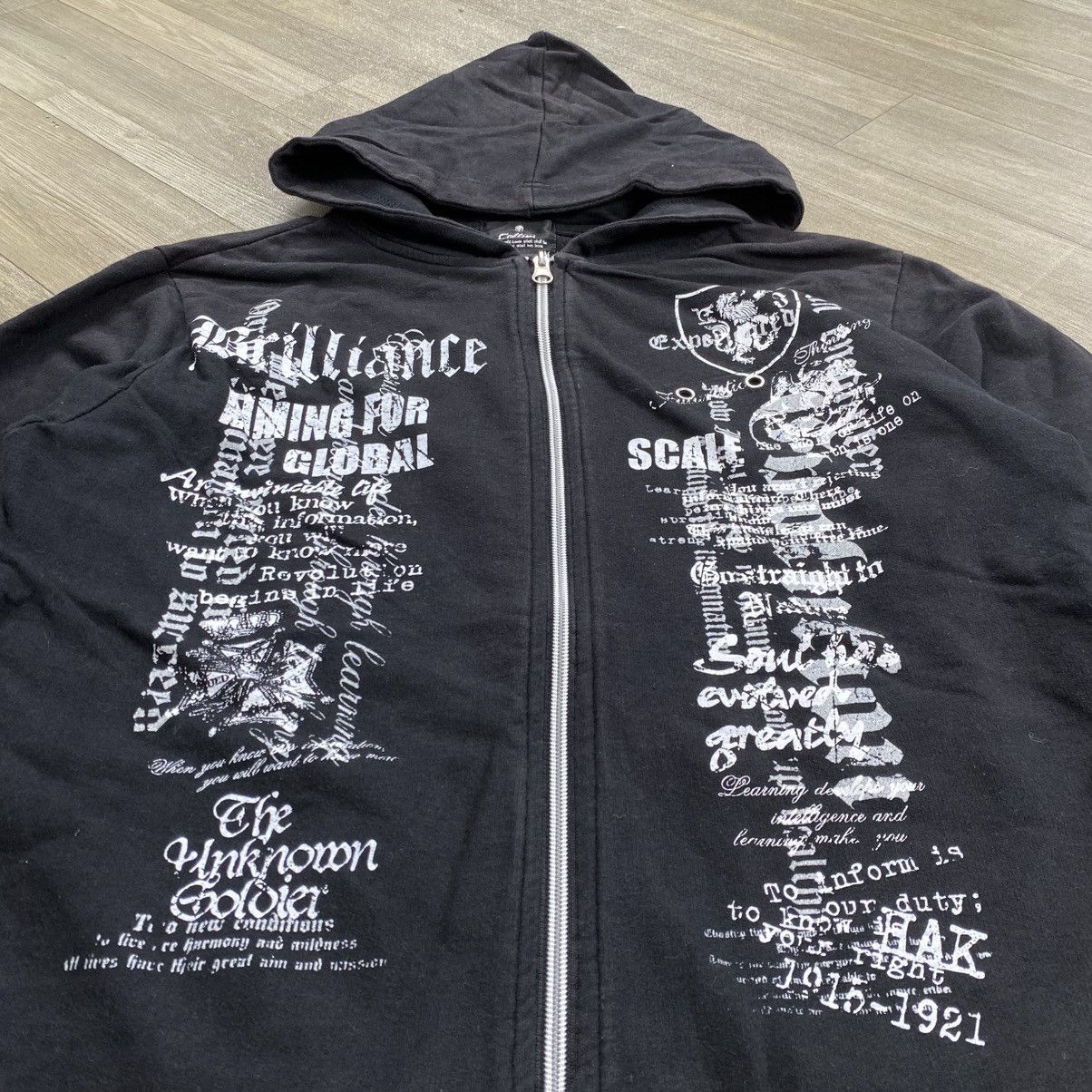 14th Addiction 2000s Collins Skulls Poem Cross Grunge Punk Style Zip Hoodie Size US M / EU 48-50 / 2 - 3 Thumbnail