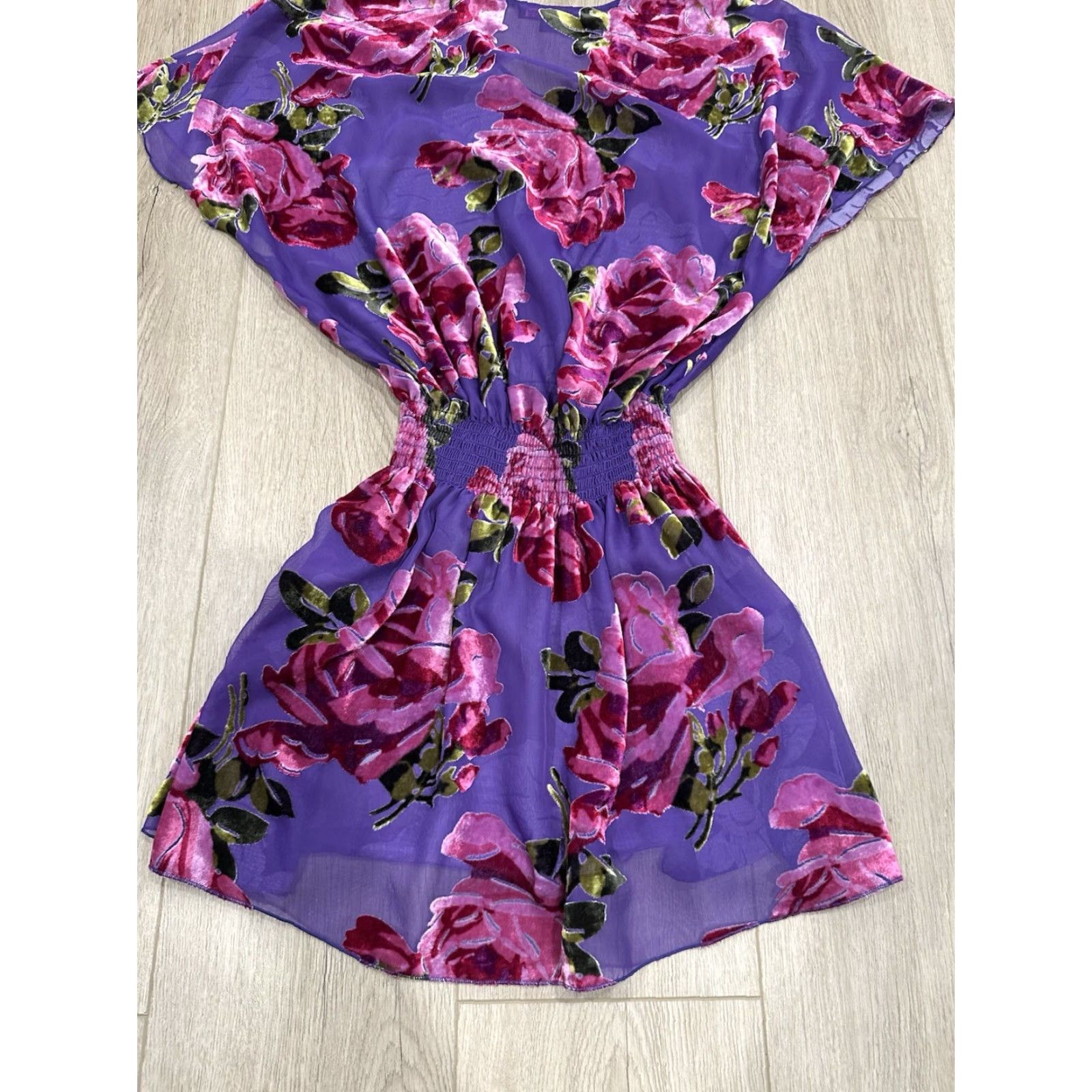 Betsey Johnson VINTAGE Betsey Johnson 90s Purple Pink Floral Velvet Burnout Mini Dress Small Dress Bohemian Womens Size S / US 4 / IT 40 - 7 Thumbnail