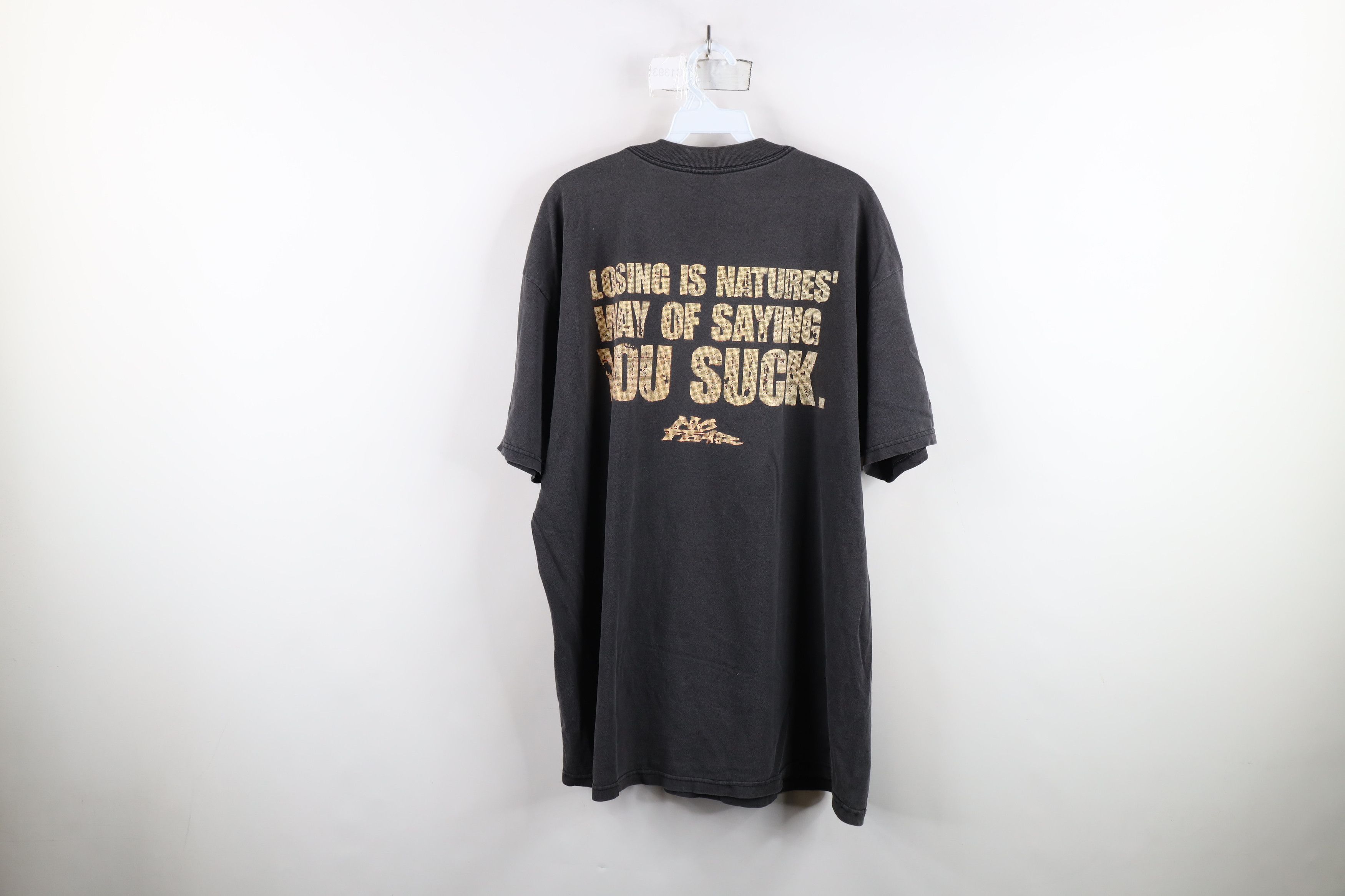 Vintage Vintage 90s No Fear Spell Out You Suck Racing T-Shirt Black Size US XL / EU 56 / 4 - 12 Thumbnail