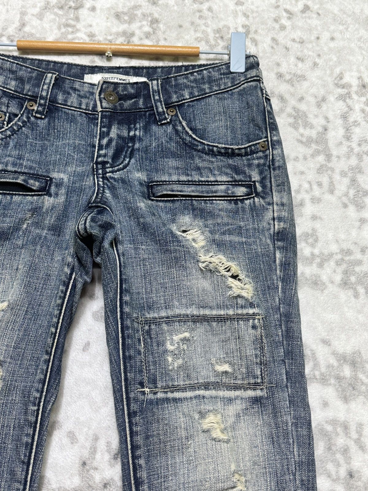 5351 POUR LES FEMMES Archive 5351 Pour Les Fammes Distressed Slim Biker jeans Size 26" / US 2 / IT 38 - 5 Thumbnail