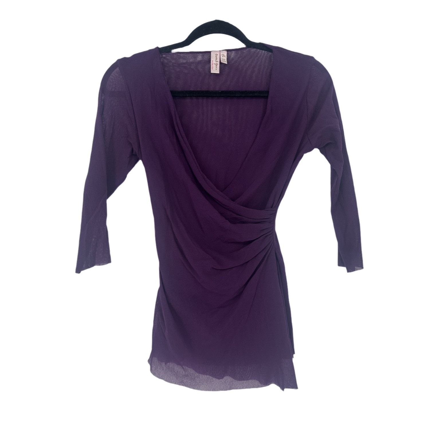 Other Sweet Pea Top by Stacy Frati Sheer Deep Ruched Wrap Purple Size M / US 6-8 / IT 42-44 - 2 Thumbnail