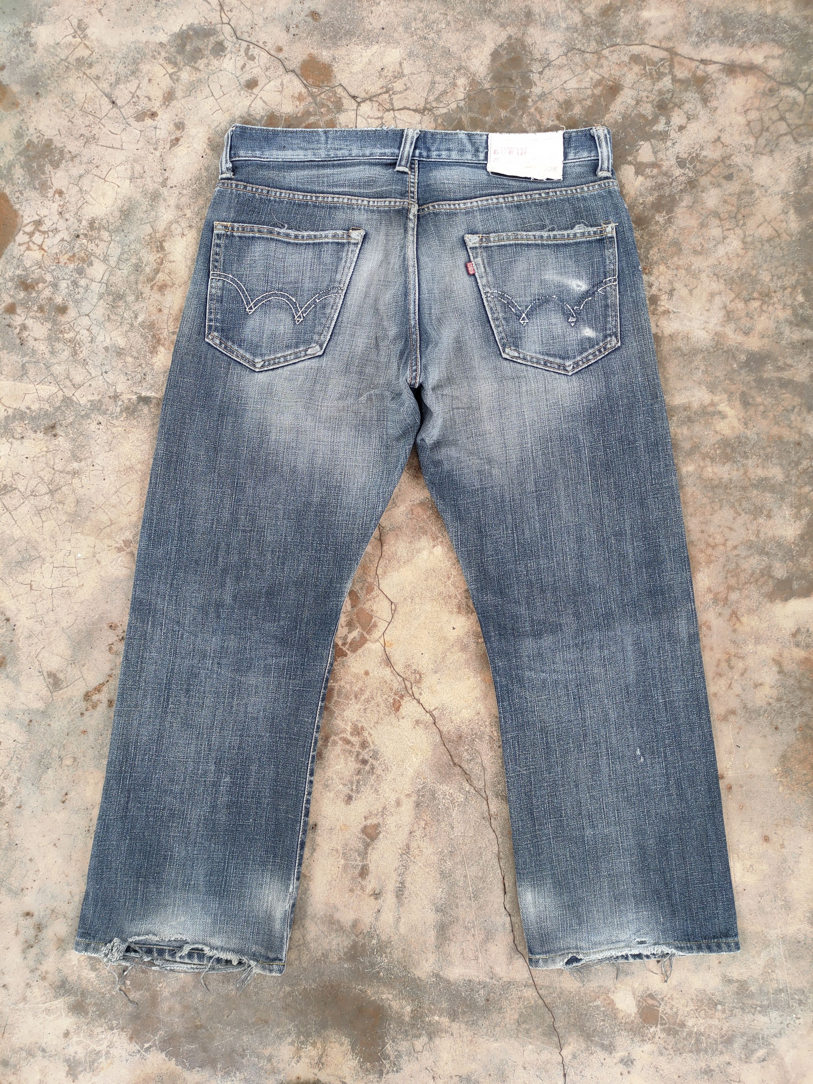 Edwin VINTAGE EDWIN FADED RIPPED JEANS DENIM PANTS Size US 37 - 1 Thumbnail