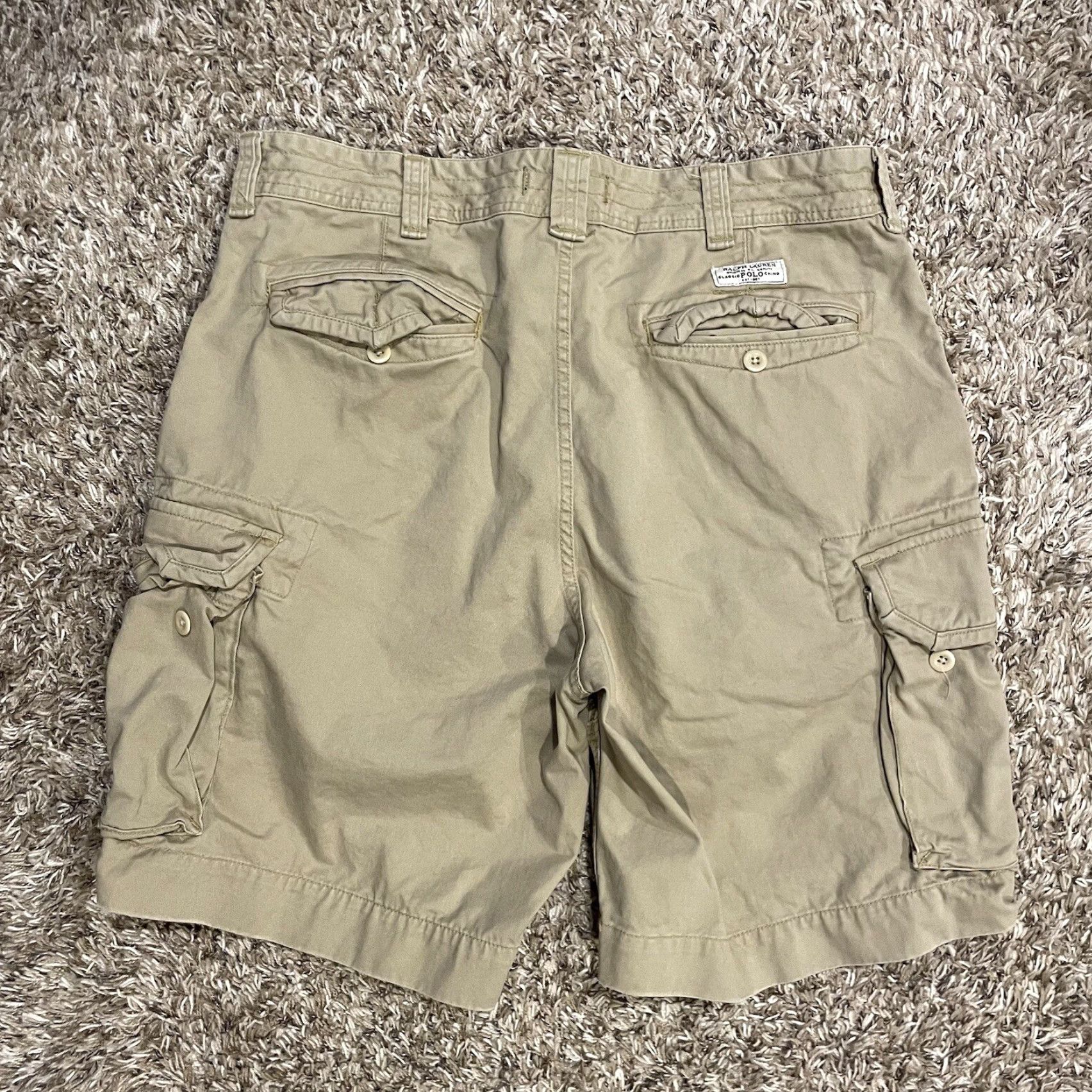 Polo Ralph Lauren VINTAGE Polo Ralph Lauren Cargo Shorts Mens 40 Khaki Tan Cargo Pocket 90s Y2K Vintage Casual Cotton Utility Shorties Size US L / EU 52-54 / 3 - 2 Thumbnail