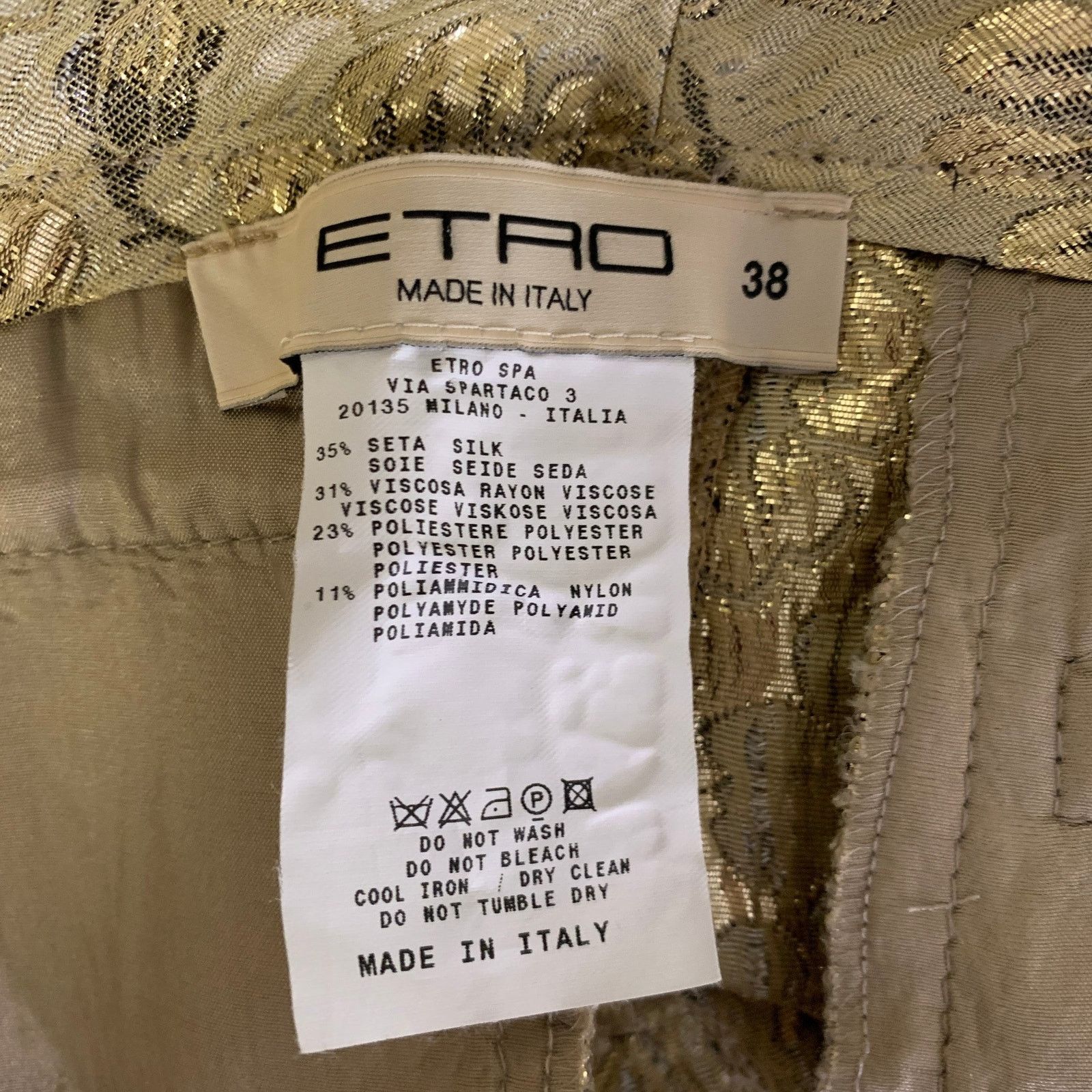Etro ETRO Gold Silk Blend Floral Button Fly Shorts Size 2 Size 26" / US 2 / IT 38 - 4 Thumbnail