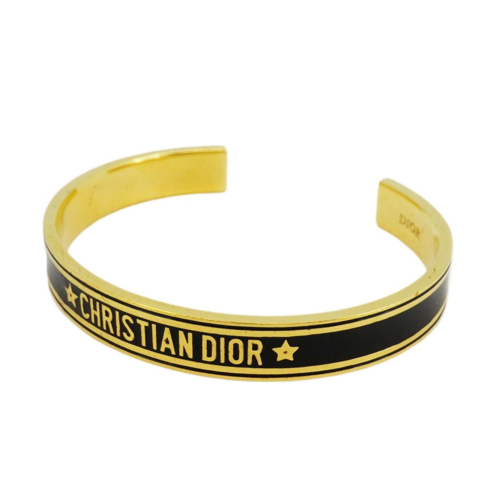 image of Christian Dior Bangle Christian Dior Gp Plated Gold Black Women's