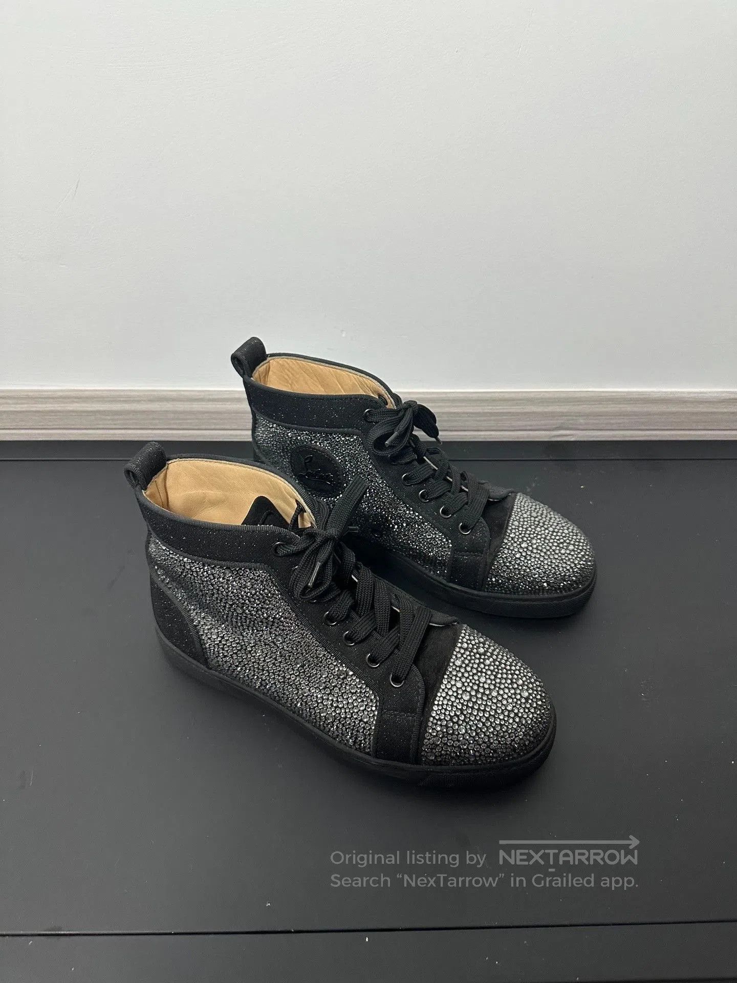 Christian Louboutin Christian Louboutin Black Diamante High Top Sneakers. Size US 7.5 / IT 37.5 - 1 Thumbnail