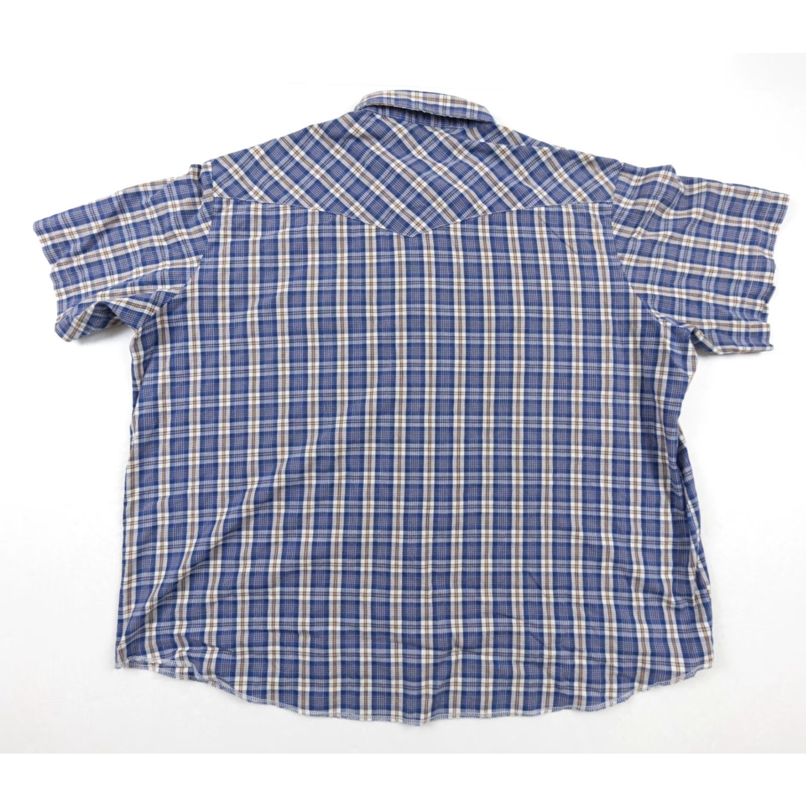 Wrangler VINTAGE Wrangler Shirt Mens Big 2X Blue Plaid Pearl Snap Button-Down Western Size US XXL / EU 58 / 5 - 6 Thumbnail