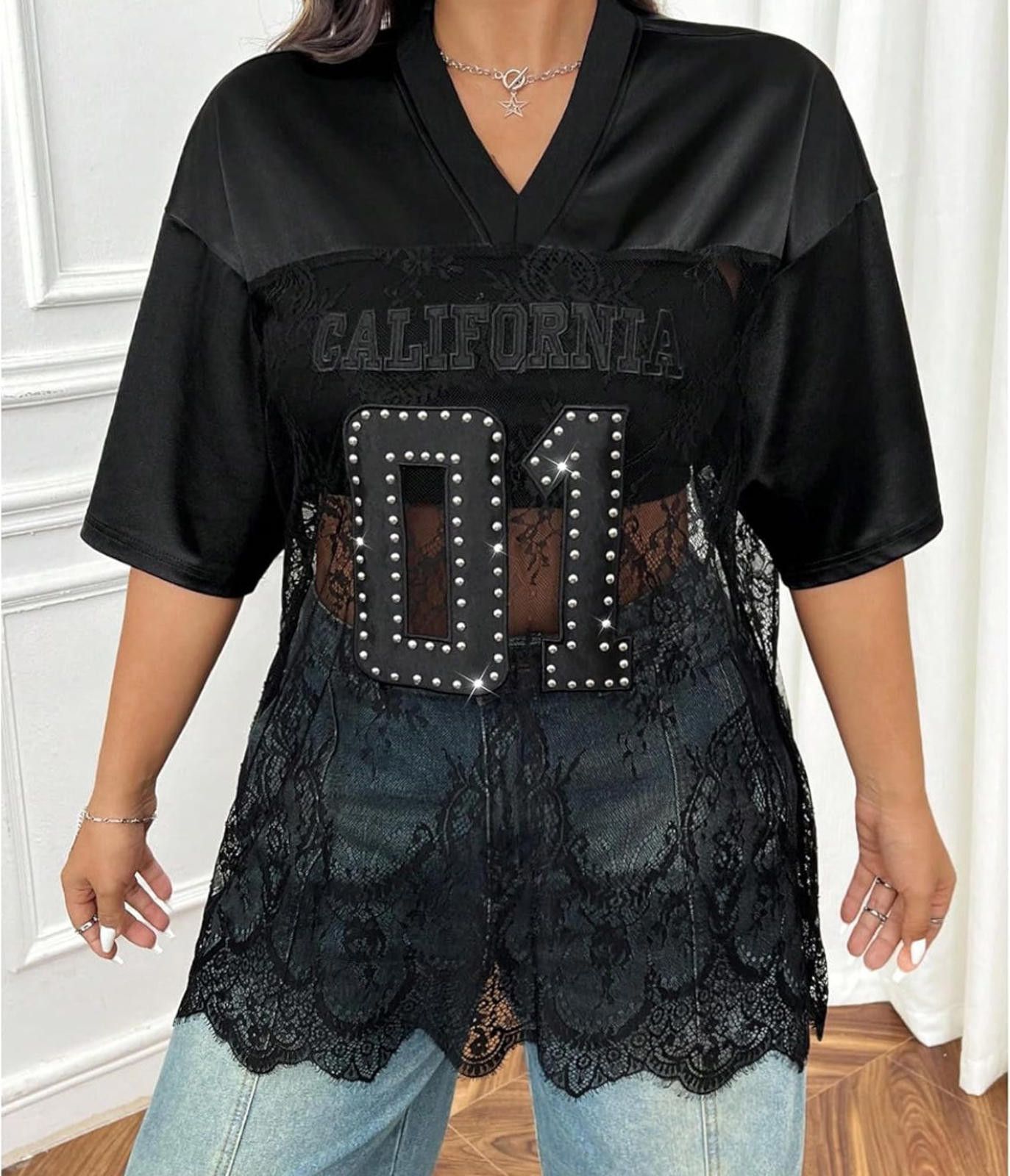 Other Authentic or California Edge Numbered Lace Sporty Jersey Top Size ONE SIZE - 3 Thumbnail