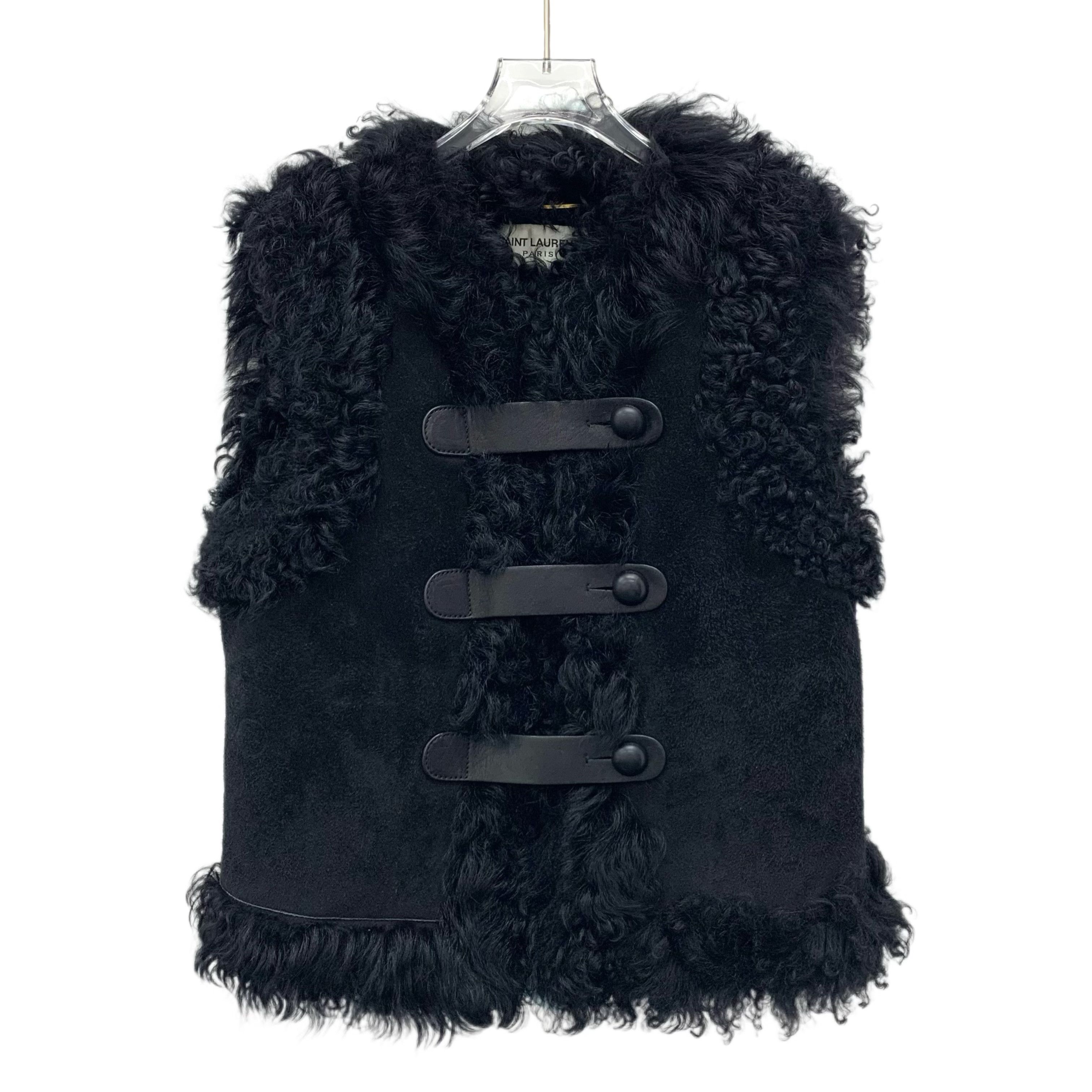 Saint Laurent Paris Saint Laurent Shearling Vest Jacket Black (S) Size S / US 4 / IT 40 - 1 Thumbnail