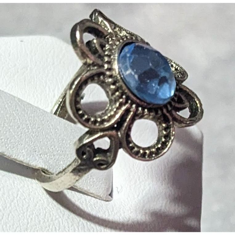 Other Floral Silver Tone Blue Gemmed Fashion Ring Size 6 Size ONE SIZE - 11 Thumbnail