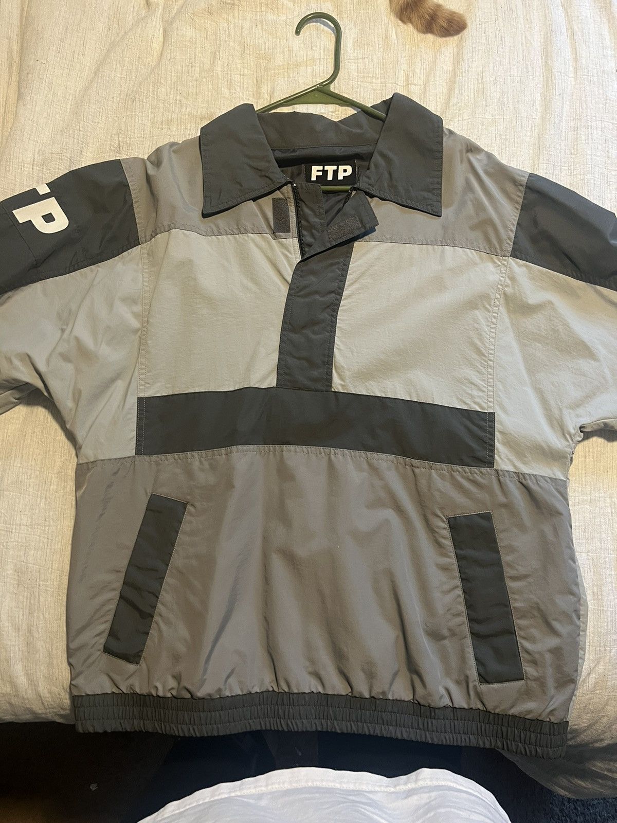 image of Fuck The Population Ftp Color Block Jacket in Grey, Men's (Size Large)