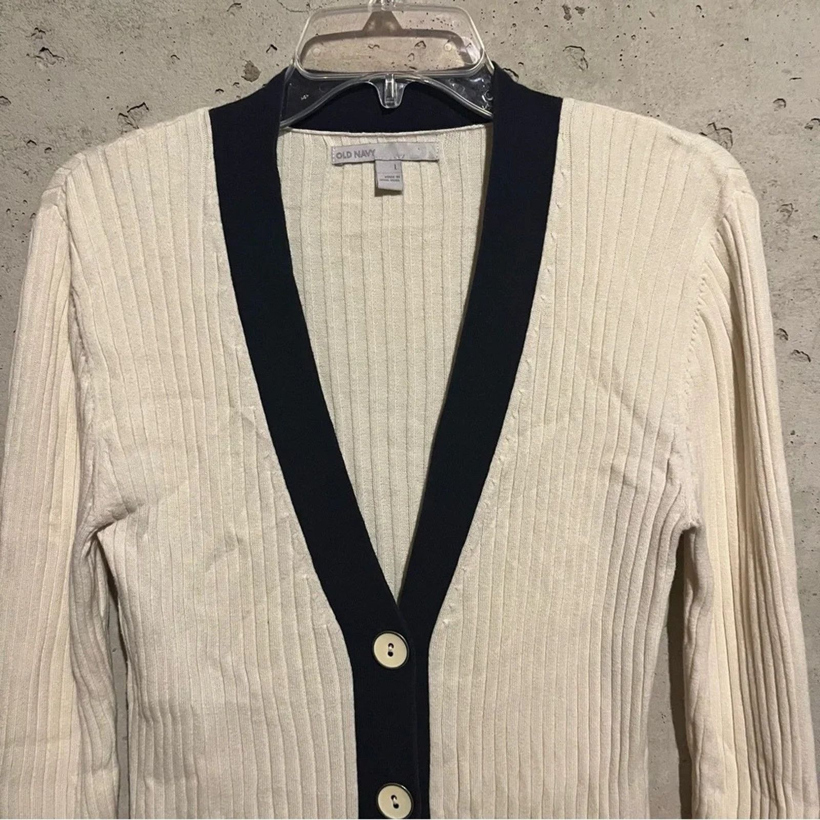 Old Navy Old Navy Size L Beige Navy Grandpa Sweater Long Cardigan Size L / US 10 / IT 46 - 2 Thumbnail