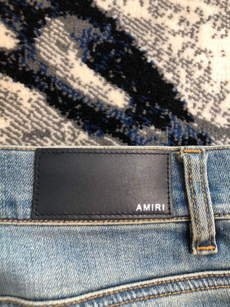 Amiri Amiri yellow mud splatter blue diamond denim pants Size US 29 - 7 Thumbnail