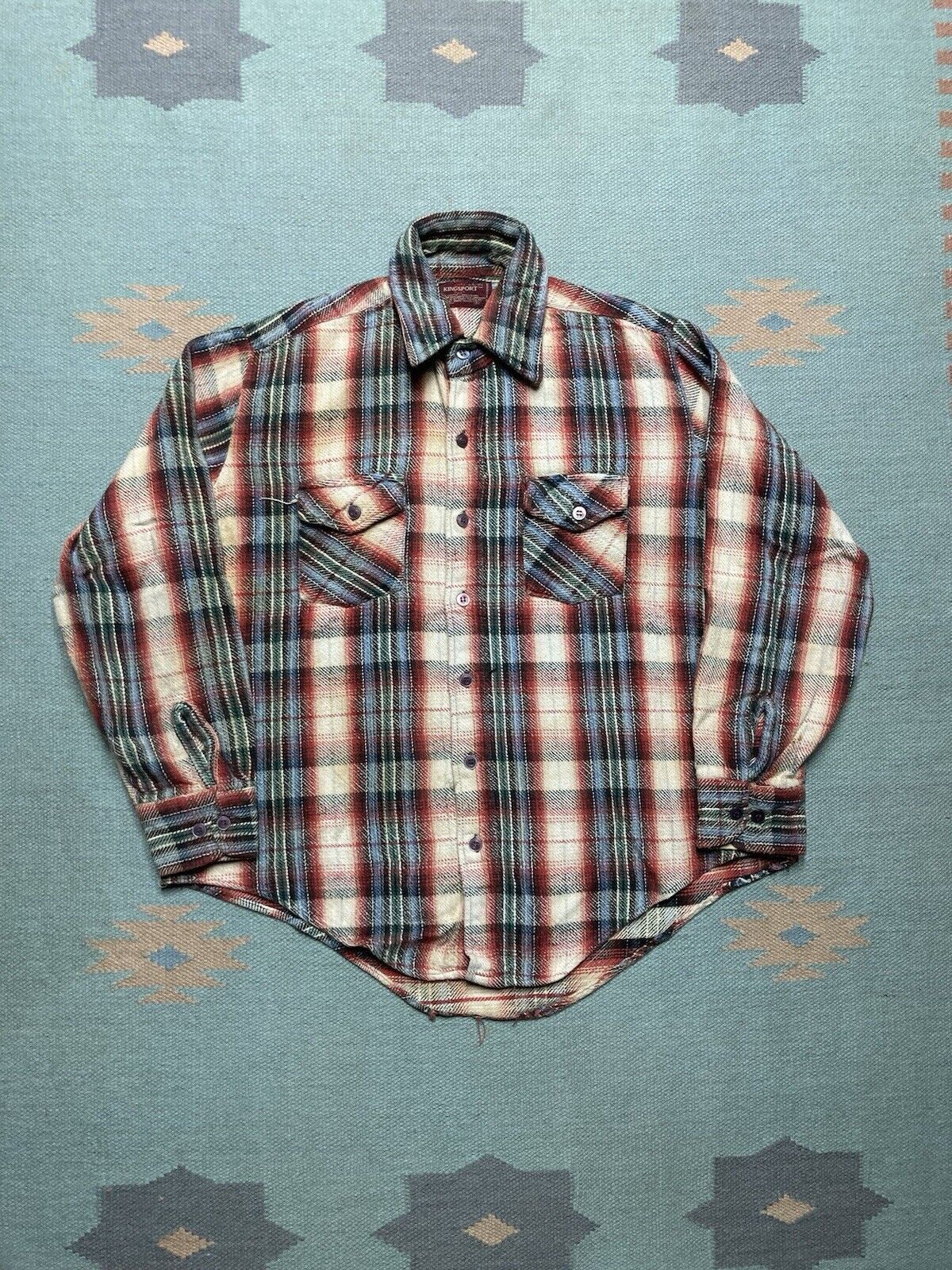 Sears × Vintage VTG 80s woven cotton flannel Kingsport heavyweight check L Size US L / EU 52-54 / 3 - 1 Thumbnail
