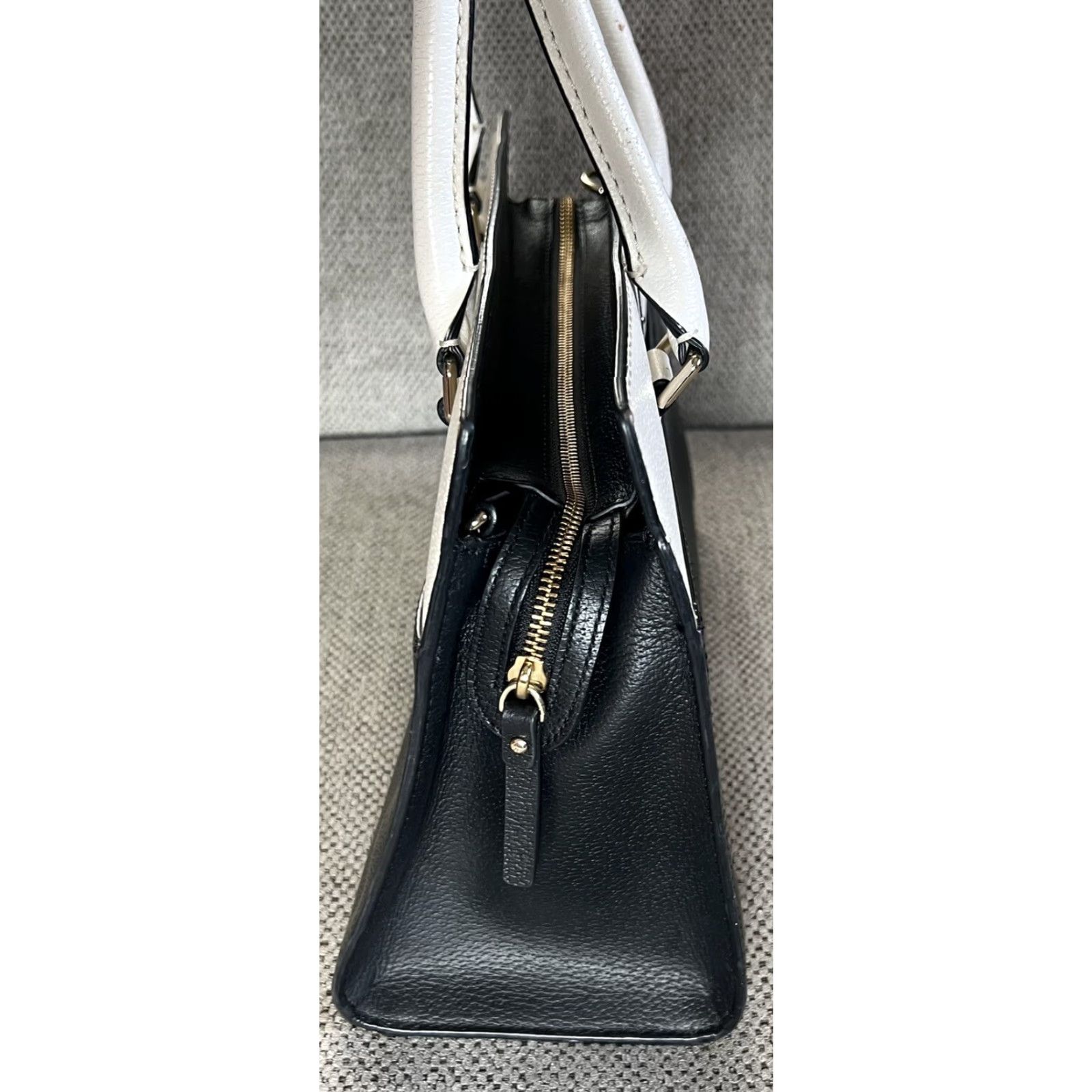 Vintage kate spade new york Satchel Women Medium Leather Grove Street Caley Navy Blue Black Zip Top Handle Bag Size ONE SIZE - 4 Thumbnail