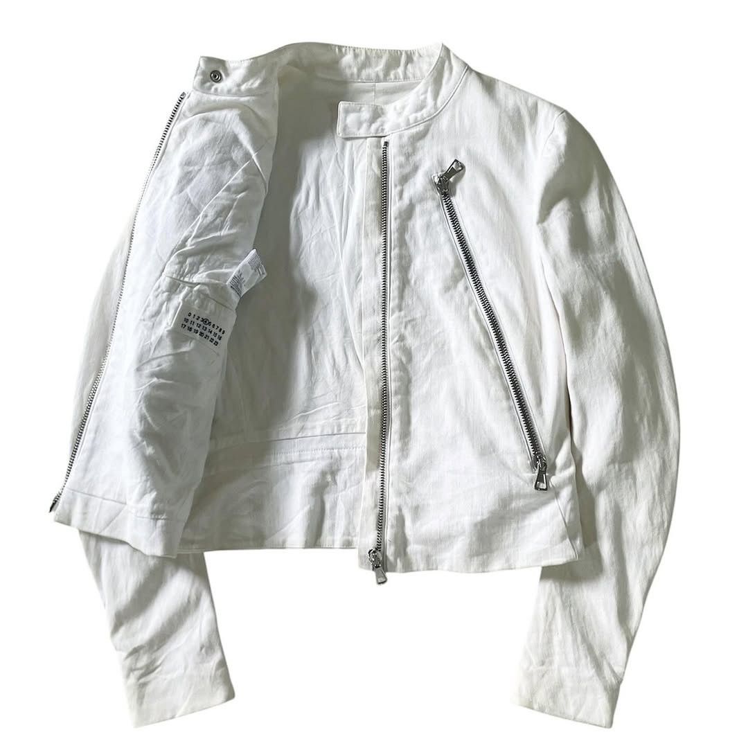 Maison Margiela FINAL DROP‼️Maison Margiela 5 Zip White Cotton Biker Jacket Size US S / EU 44-46 / 1 - 6 Thumbnail