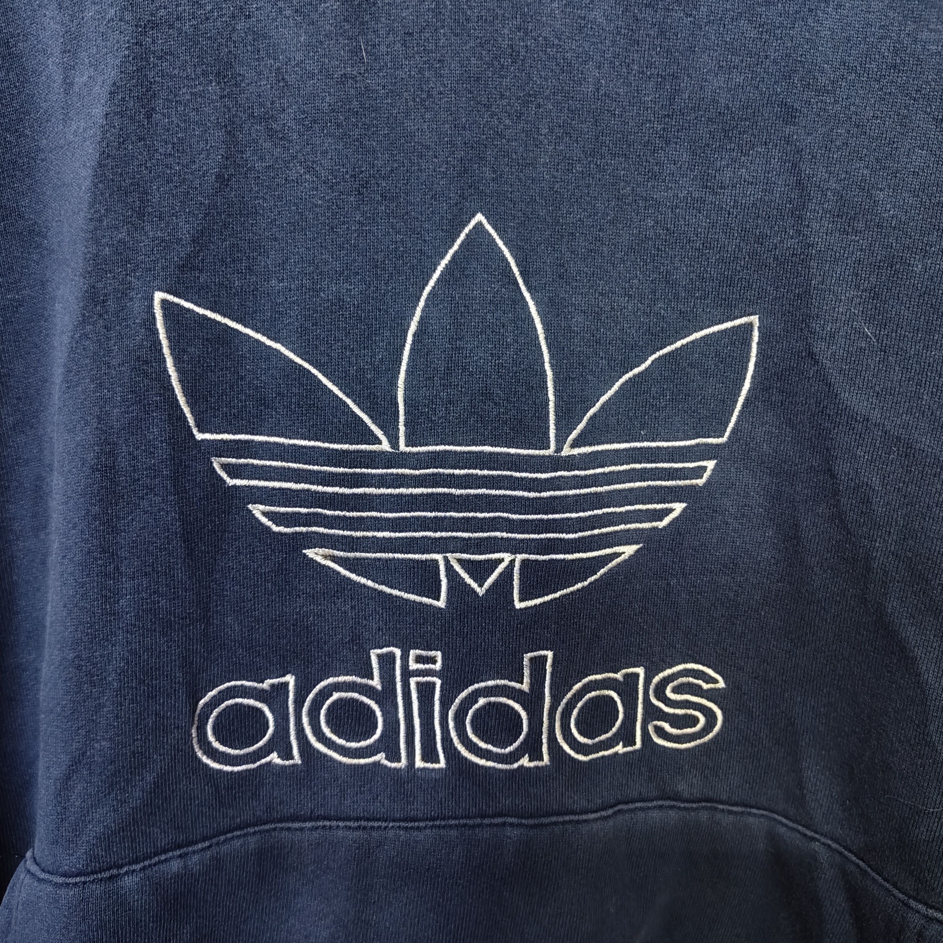Adidas Vintage 80s/90s ADIDAS Embroidered Trefoil Big Logo Hoodie Size US XL / EU 56 / 4 - 3 Thumbnail