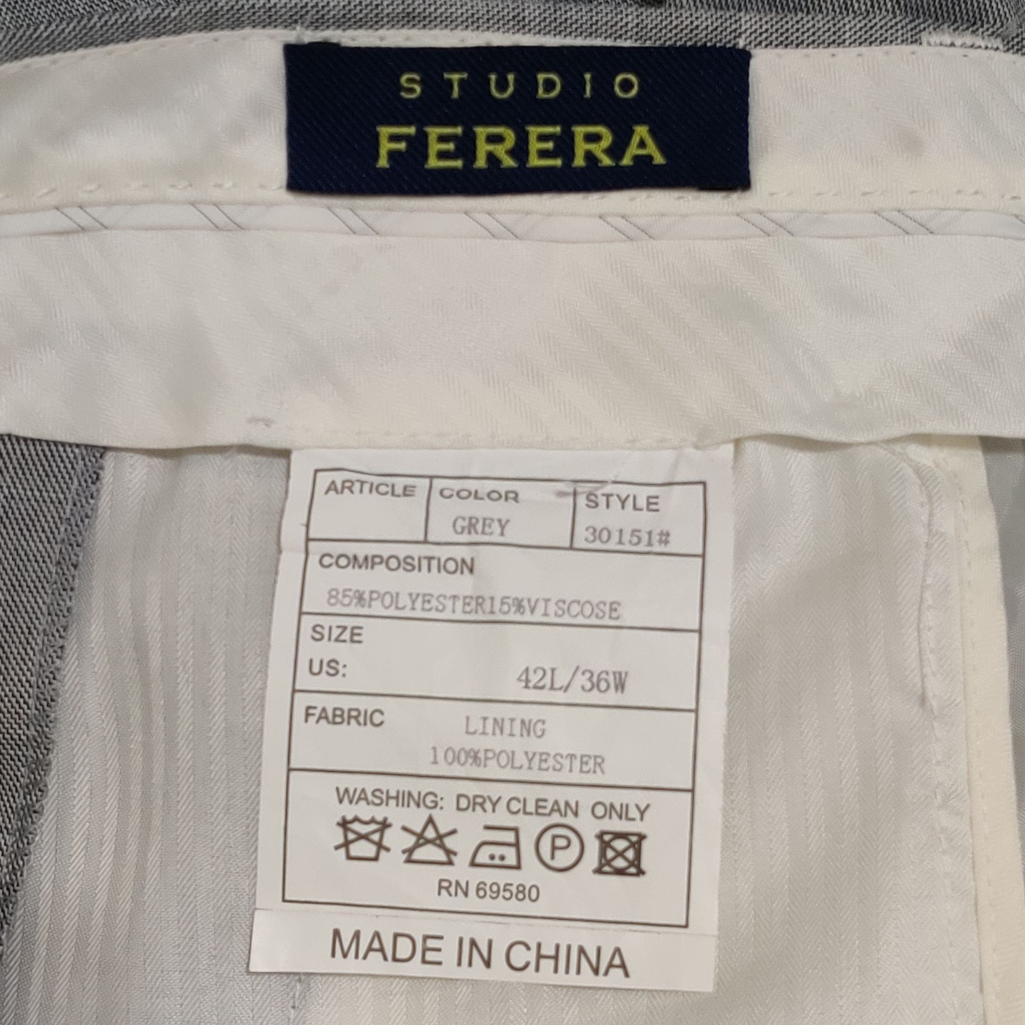 Other Studio Ferera 36 Grey Dress Pants Slim Fit Tapered Flat Fro Size US 36 / EU 52 - 5 Thumbnail