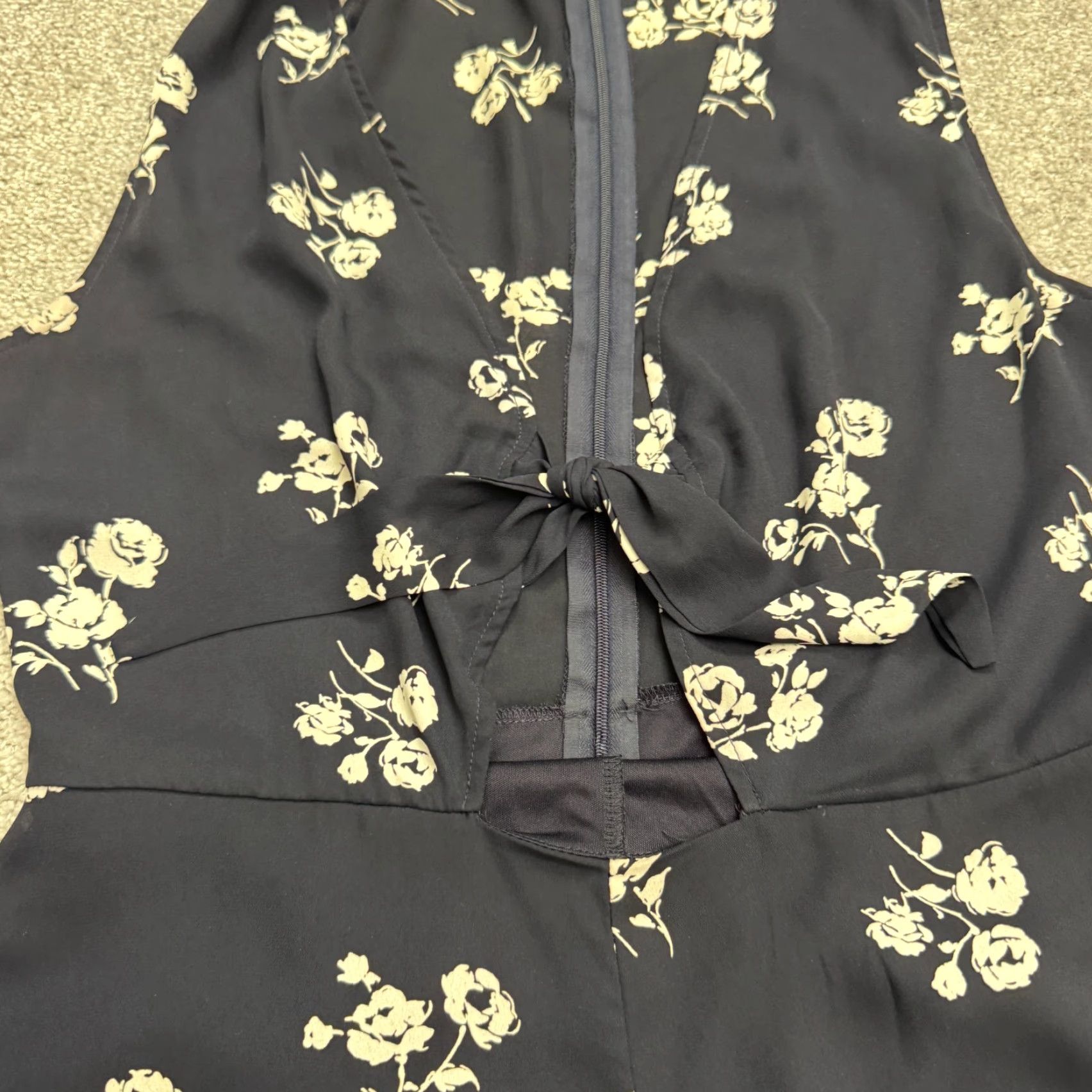 Vintage Honey Punch Jumpsuit Wide Leg Sleeveless Womens Small Navy Blue Floral Summer Size 28" / US 6 / IT 42 - 5 Thumbnail