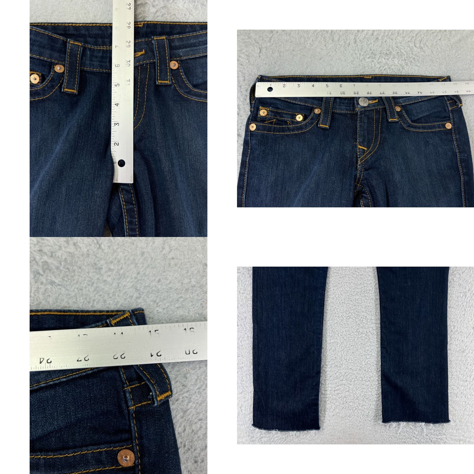 True Religion True Religion Jeans Women 27 Blue Denim Straight 5-Pocket Distressed Cotton Denim Pants Adult Regular Blue 27 Inseam 28 Size 27" / US 4 / IT 40 - 9 Thumbnail
