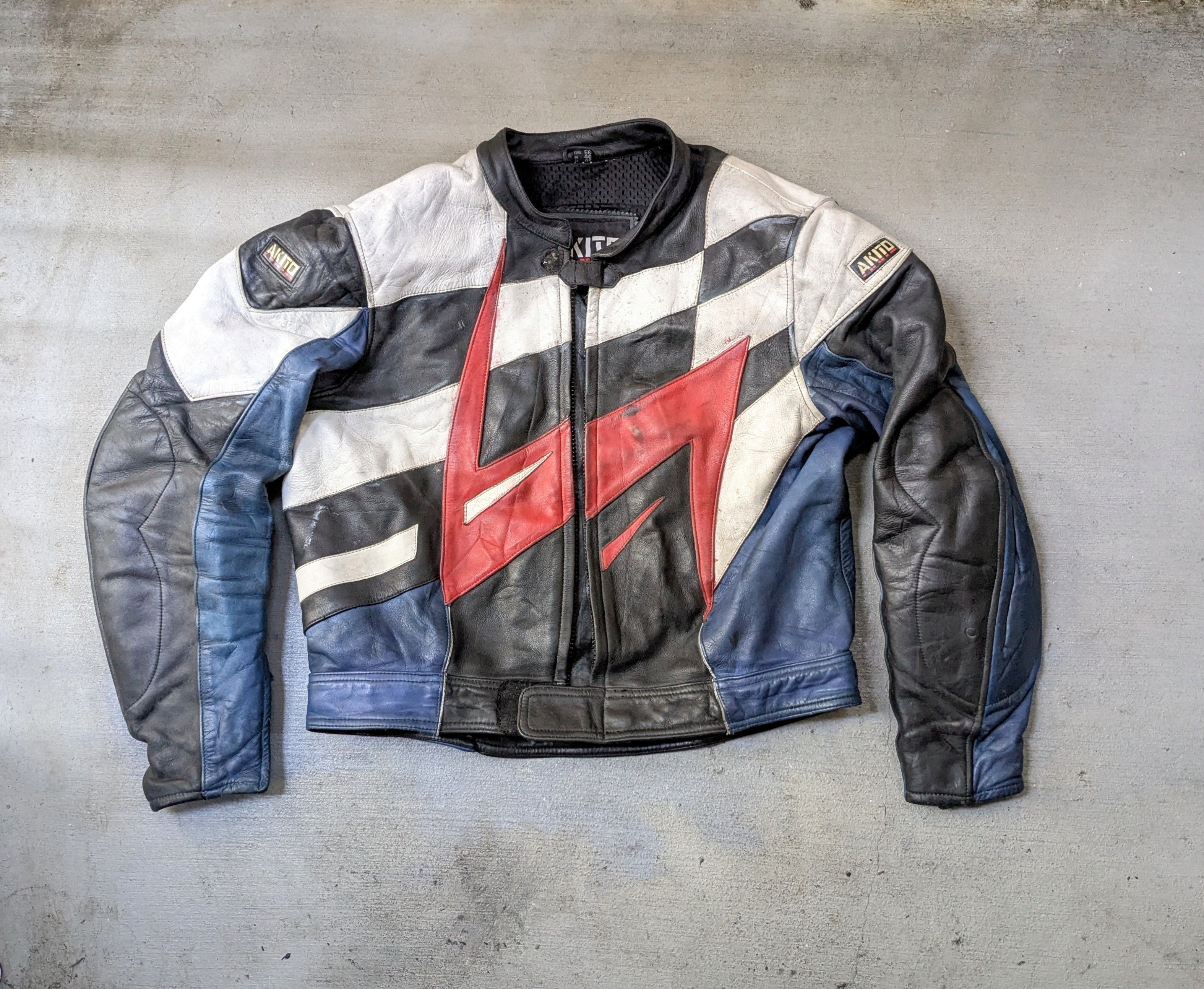 Genuine Leather Vintage Motorcycle Leather Biker Jacket Blue Black White Y2K Size US L / EU 52-54 / 3 - 1 Thumbnail