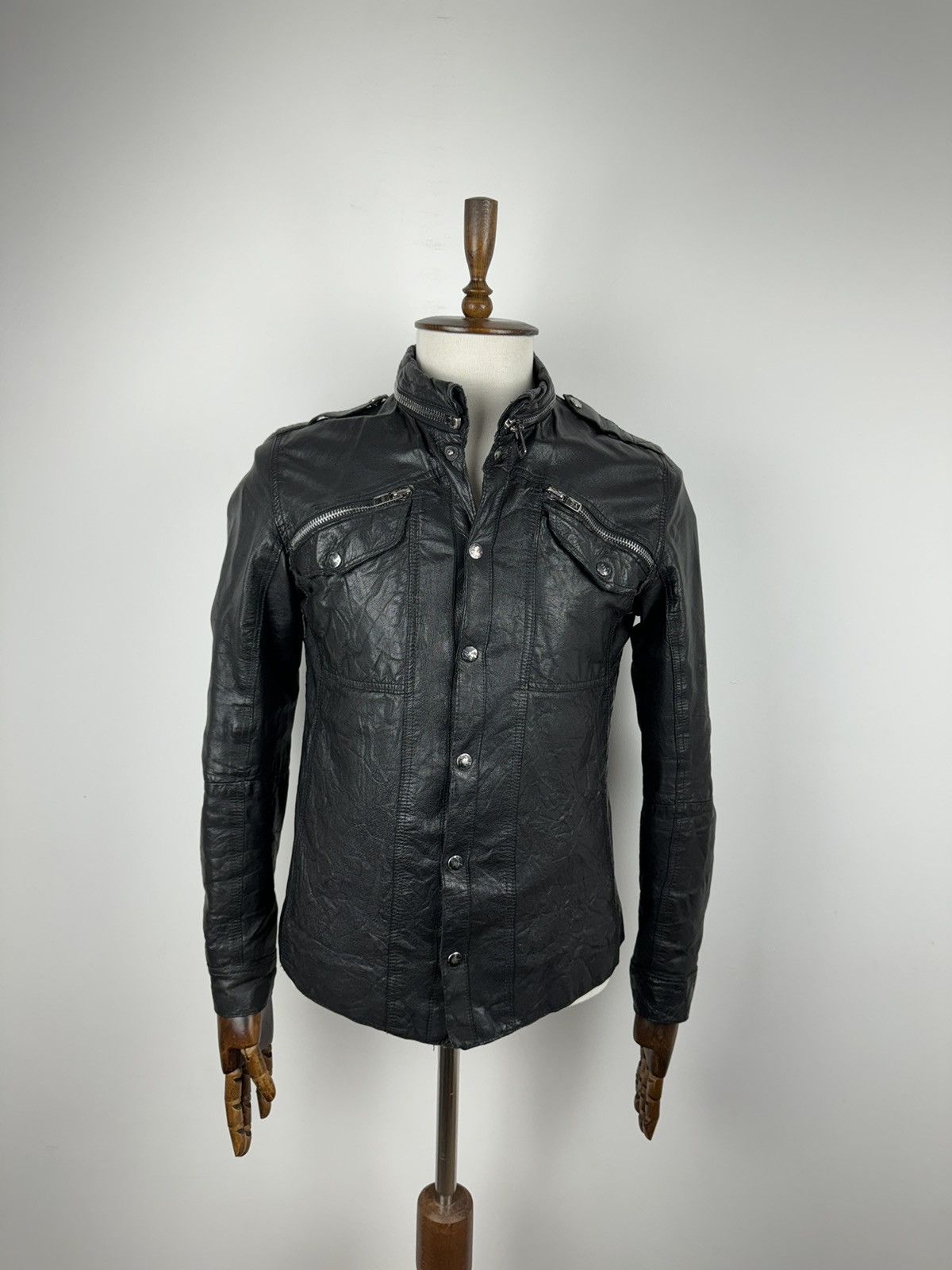 Allsaints Men s Allsaints Spitalfields Leather Jacket size M Grailed