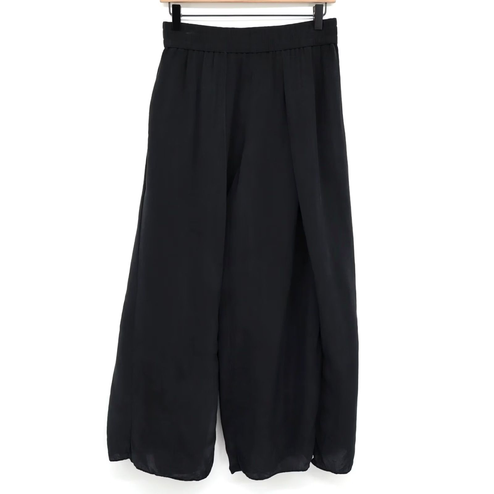 Alice + Olivia Alice + Olivia Women's Elba Split Hem Vegan Silk Wide Leg Black Sz S Pants Size ONE SIZE - 2 Thumbnail
