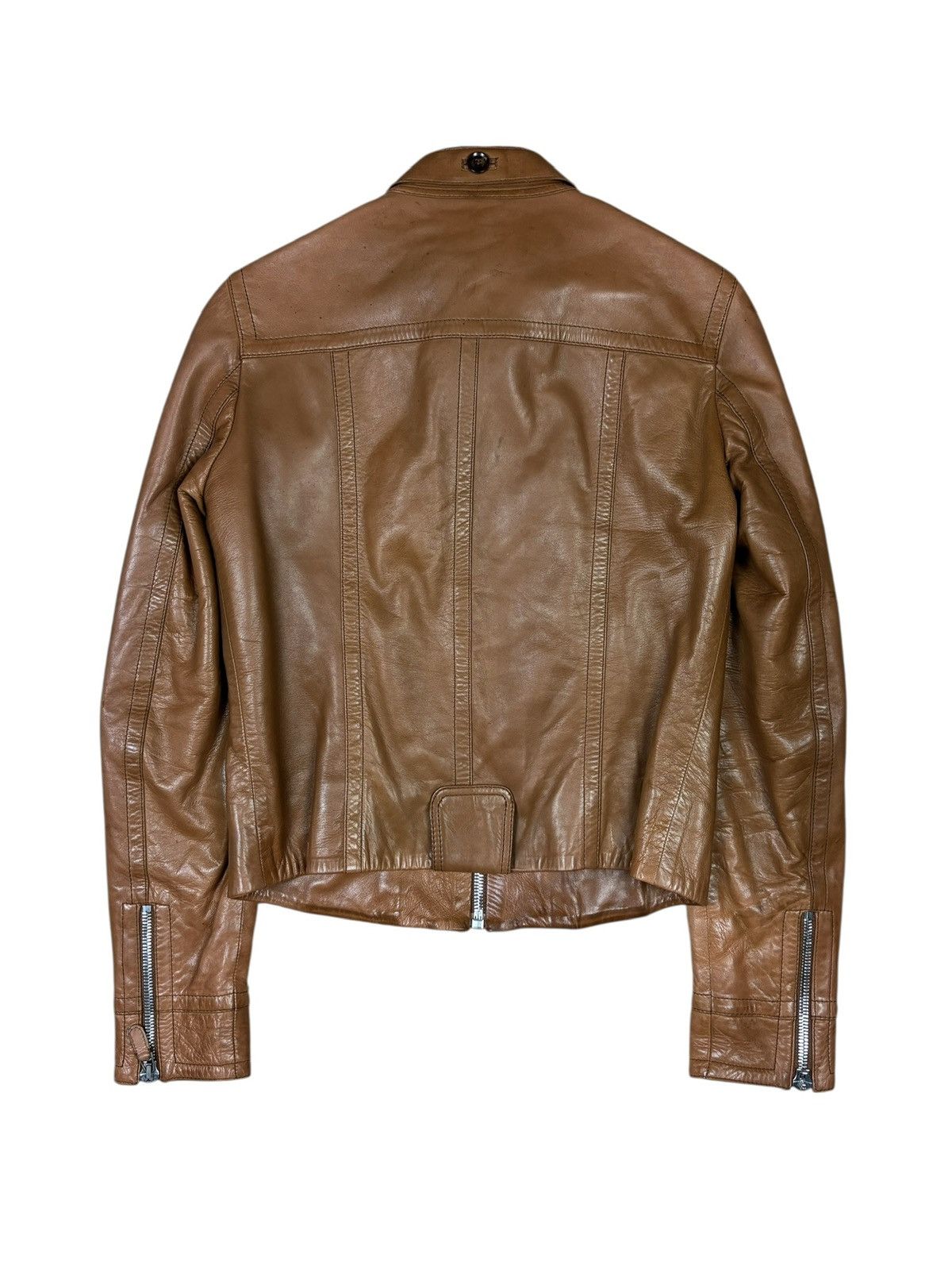 Gucci Gucci 2000s Leather Biker Jacket with GG Belt Size M / US 6-8 / IT 42-44 - 3 Thumbnail