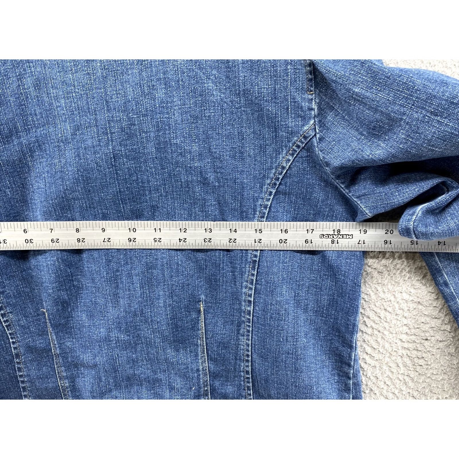 JM Collection JM Collection Denim Jacket Button Up Women’s Size 12 Blue Cotton Blend Casual Womens Jacket Denim Shirt Style Pockets Vintage No Size 34" / US 12 / IT 48 - 5 Thumbnail