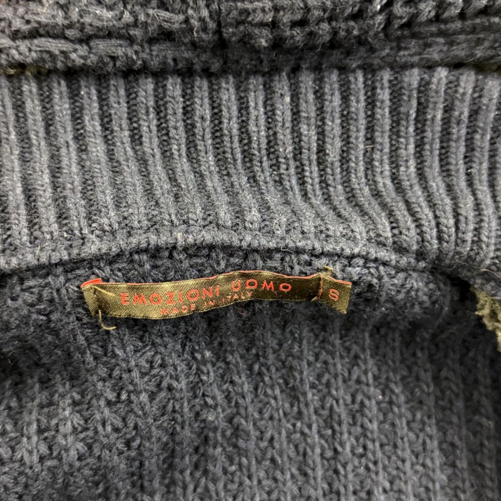 Vintage Emozioni Uomo Cardigan Sweater Mens Small Blue Hooded Button Nylon Wool Italy Size US S / EU 44-46 / 1 - 7 Thumbnail