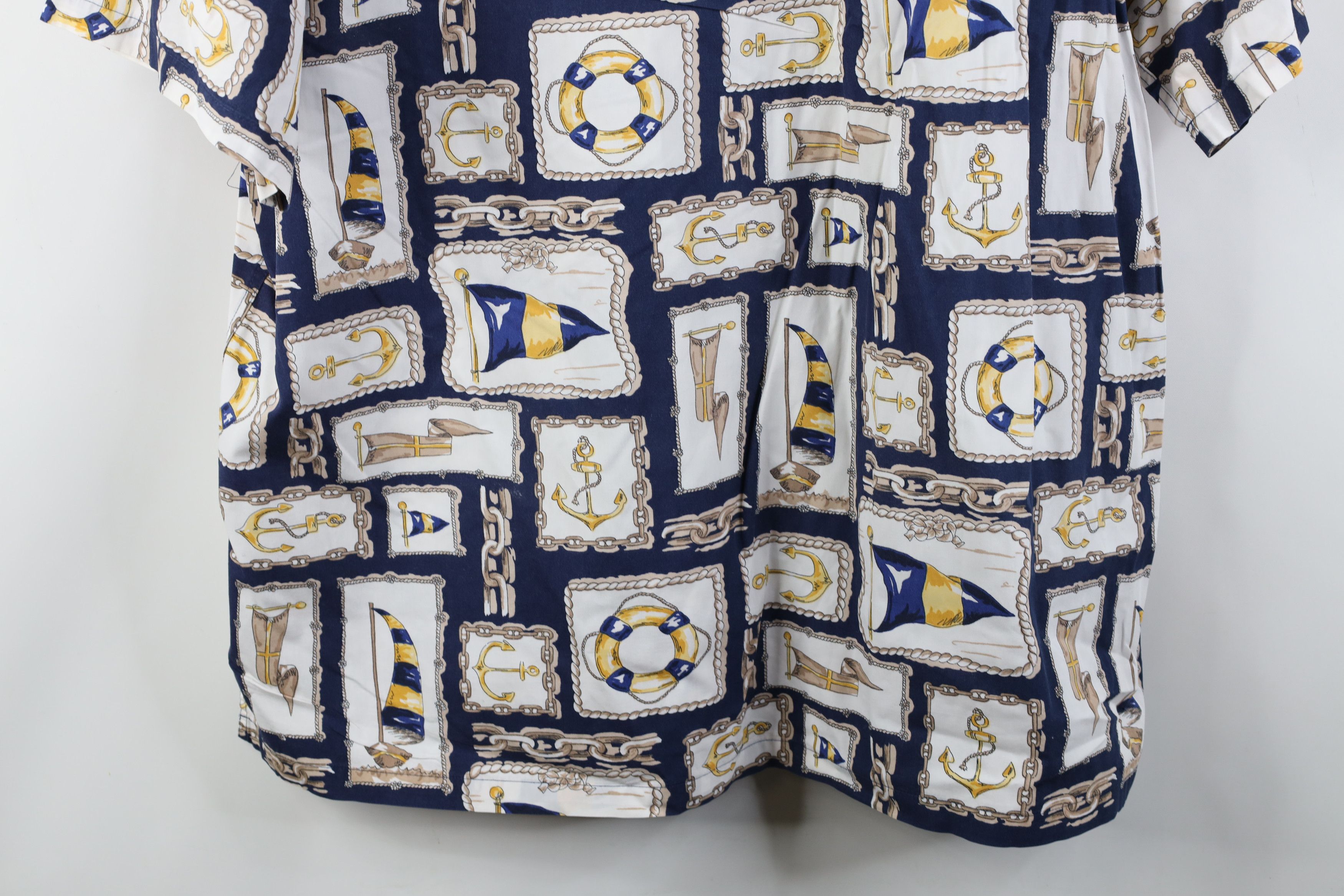 Vintage Vintage 90s Streetwear Anchor Flag Boating Button Down Shirt Size US XL / EU 56 / 4 - 11 Thumbnail