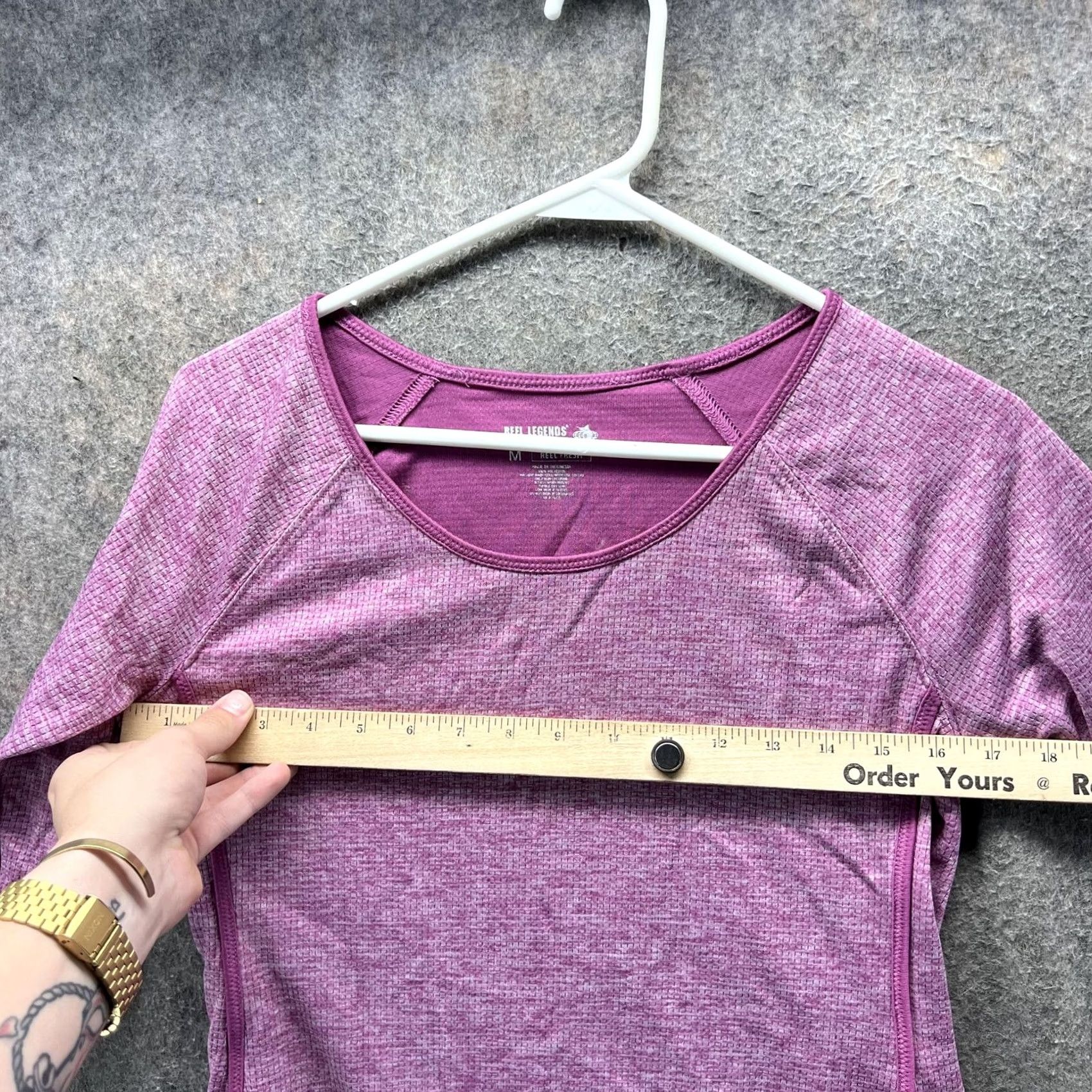 Vintage Reel Legends Shirt Womens M Pink Purple 3/4 Sleeve Performance Athletic Top Size M / US 6-8 / IT 42-44 - 7 Thumbnail