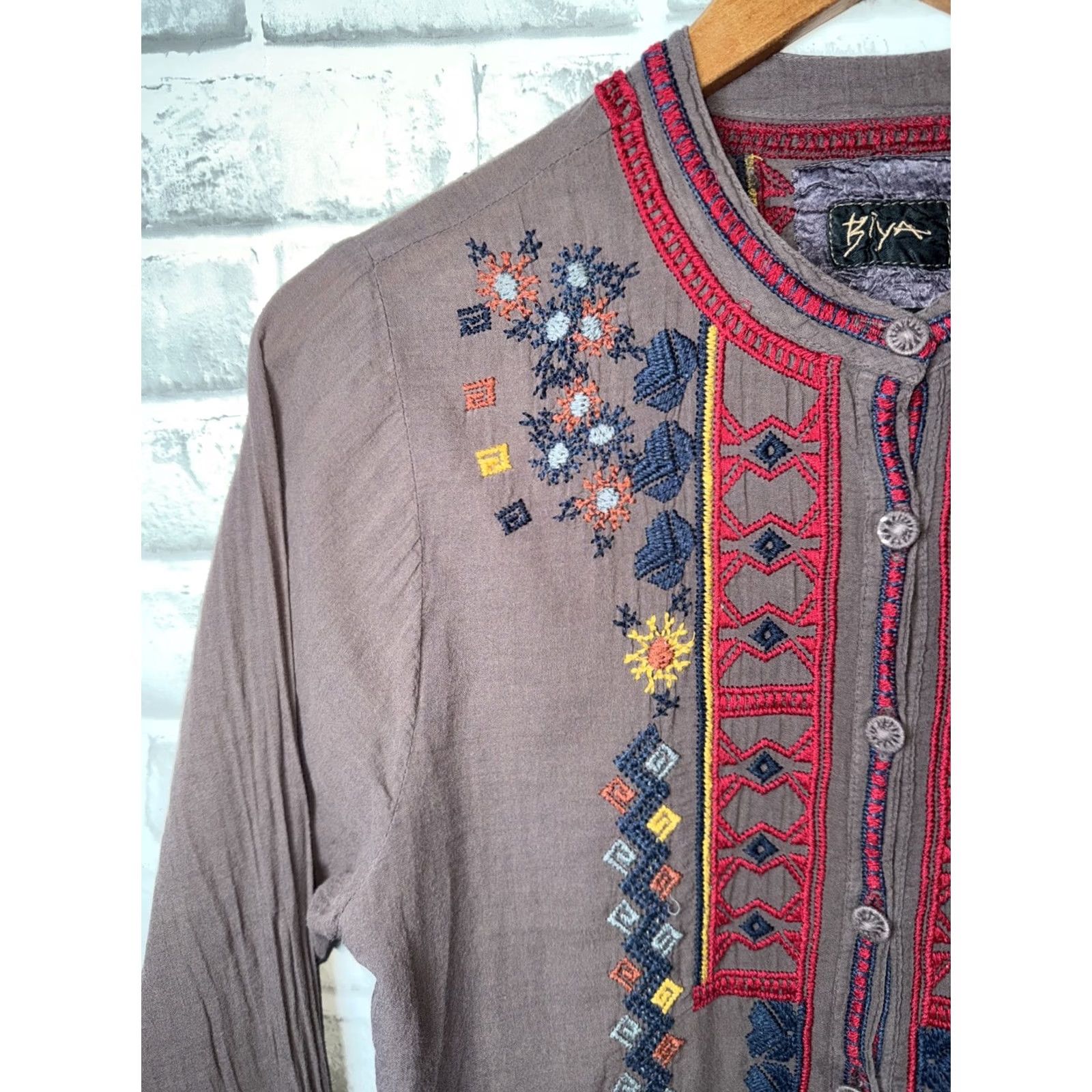 Johnny Was Johnny Was BIYA Embroidered Tunic Shirt Womens S Multicolor Cotton Size S / US 4 / IT 40 - 6 Thumbnail