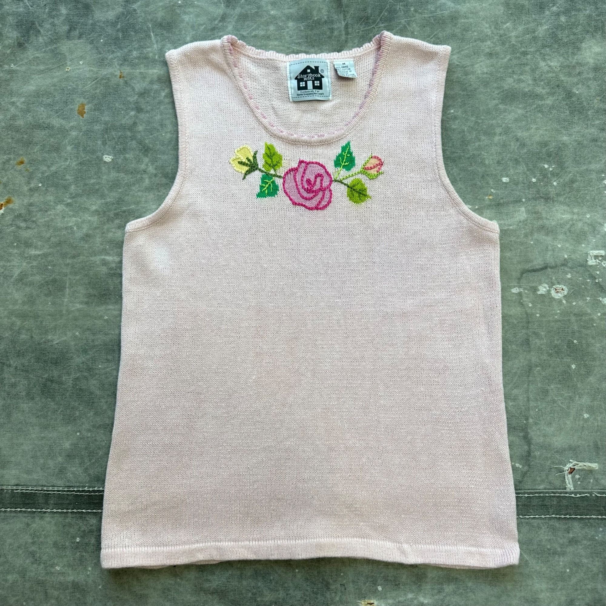 Vintage Vintage Y2K Flower Rose Embroidered Sleeveless Knit Sweater Size M / US 6-8 / IT 42-44 - 1 Thumbnail