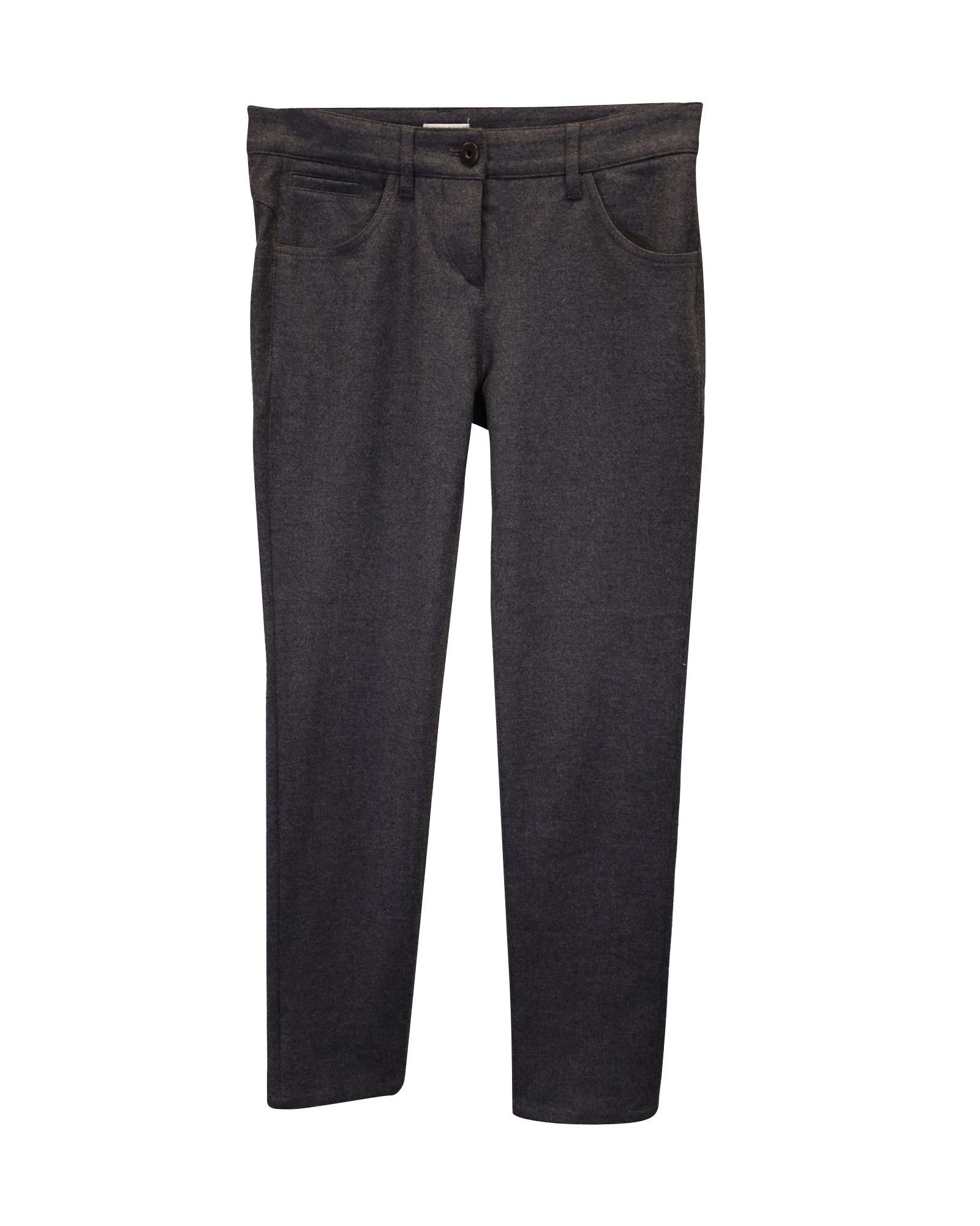 image of Brunello Cucinelli Luxury Grey Virgin Wool Straight Leg Pants For Long-Lasting Comfort, Women's (Si