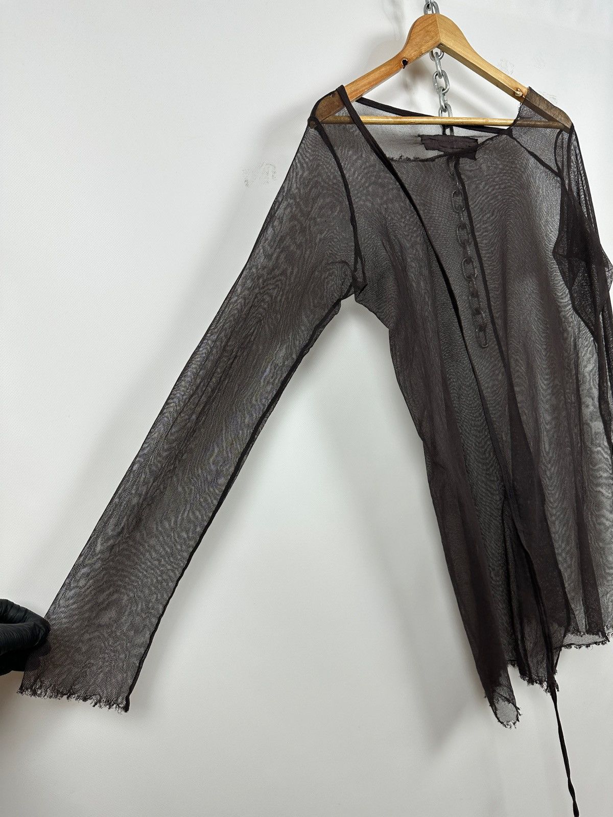 Rundholz Rundholz Brown Asymmetrical Sheer Mesh Long Sleeve Top Size S / US 4 / IT 40 - 12 Thumbnail