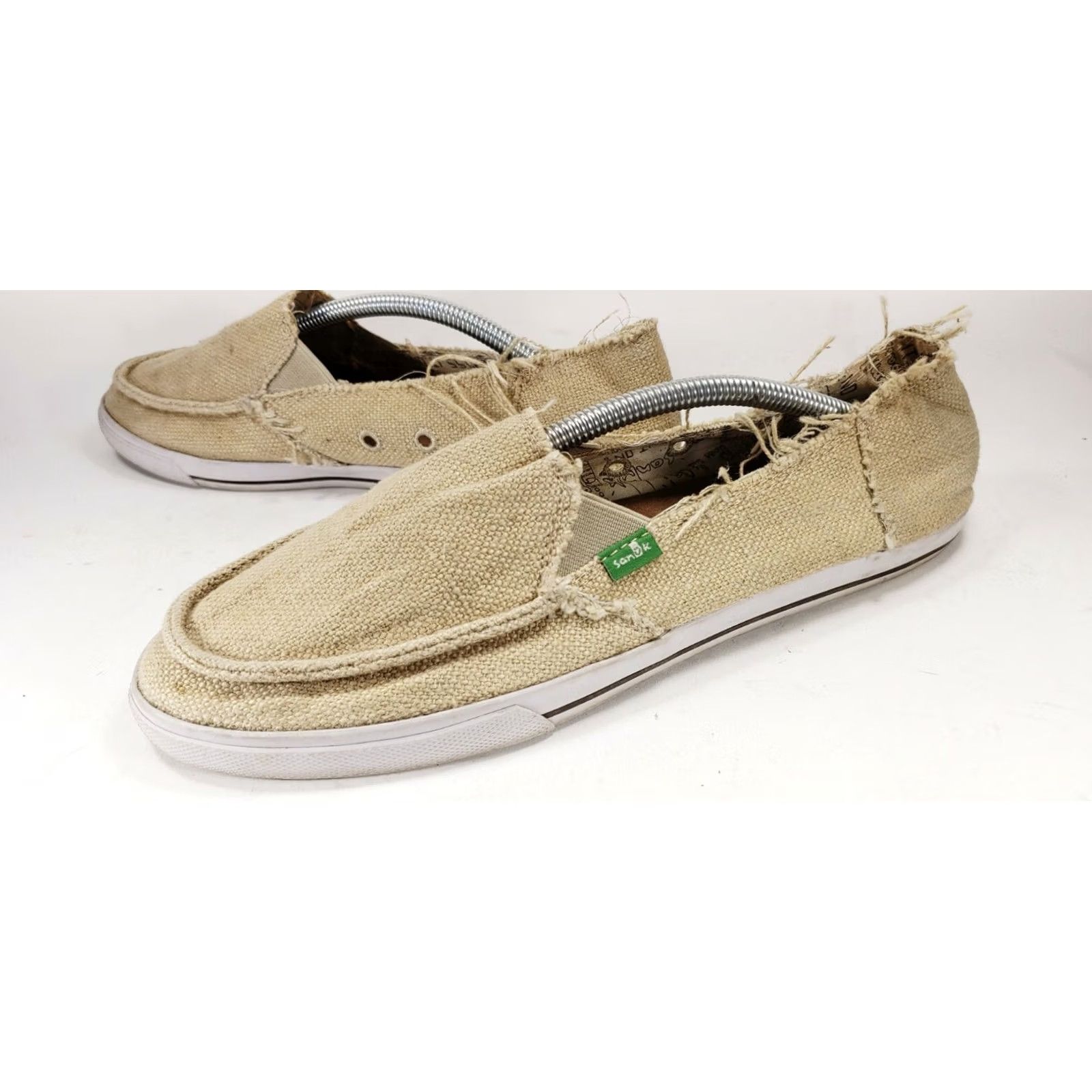Sanuk Sanuk Sidewalk Surfer Womens Comfort Lifestyle Loafers Size 10M Tan Burlap Size US 9 / IT 39 - 4 Thumbnail