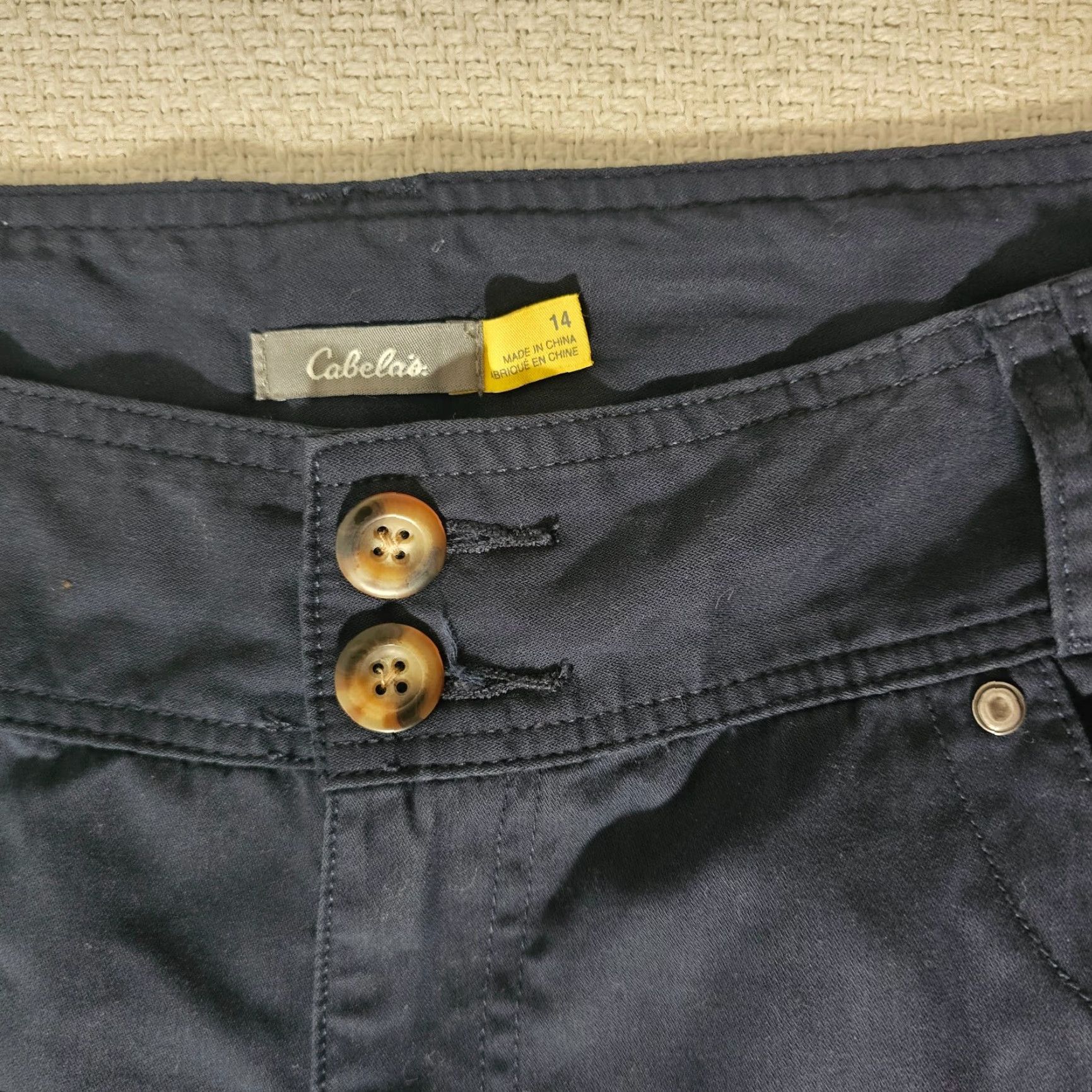 Vintage Cabela's Womens Size 14 Straight Pants Dark Blue Nylon Pockets Outdoors Chino Casual All Season Size 36" / US 14 / IT 50 - 3 Thumbnail