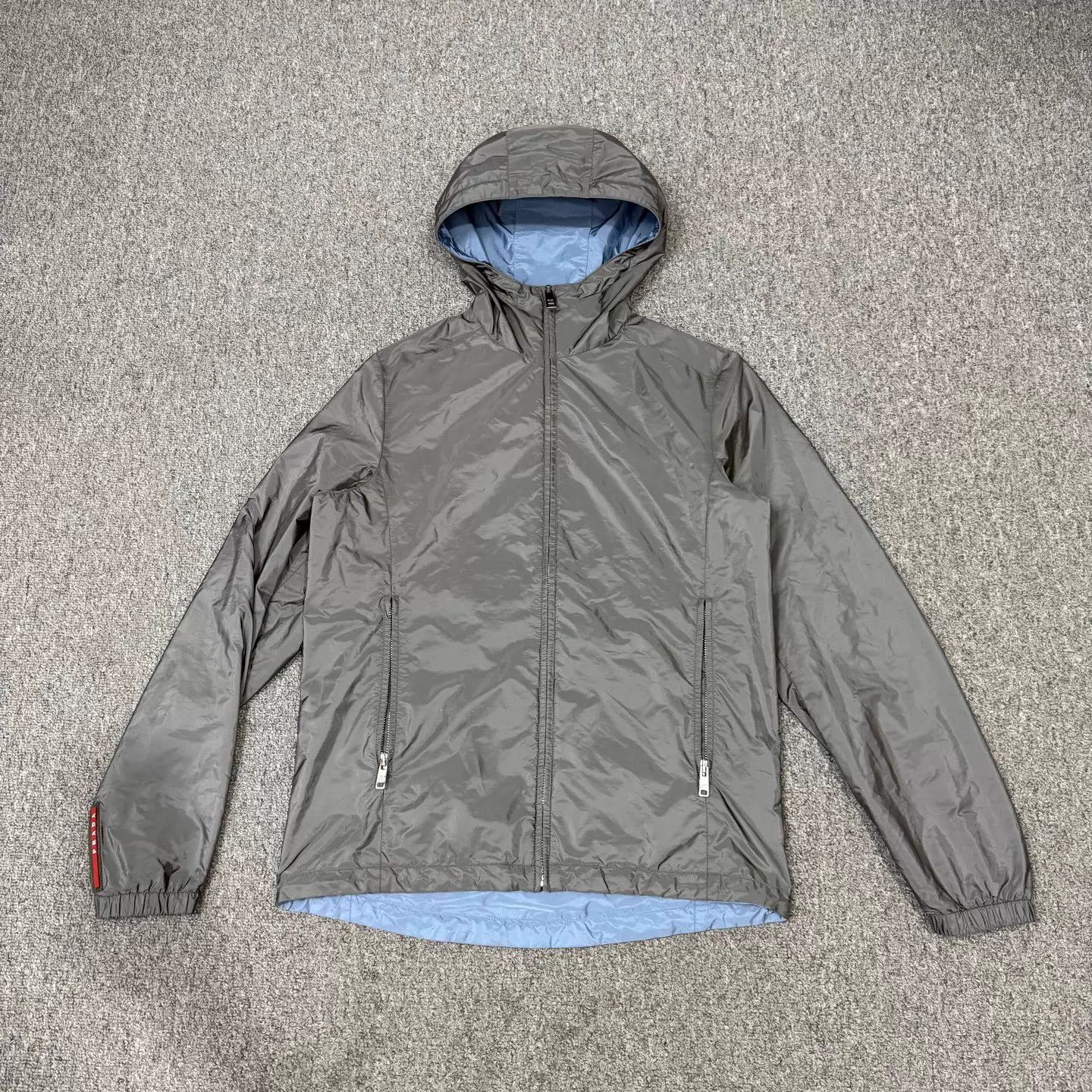 Prada Prada Gray-Blue Double-Sided Hem Logo Jacket 46 99 Size US S / EU 44-46 / 1 - 1 Thumbnail
