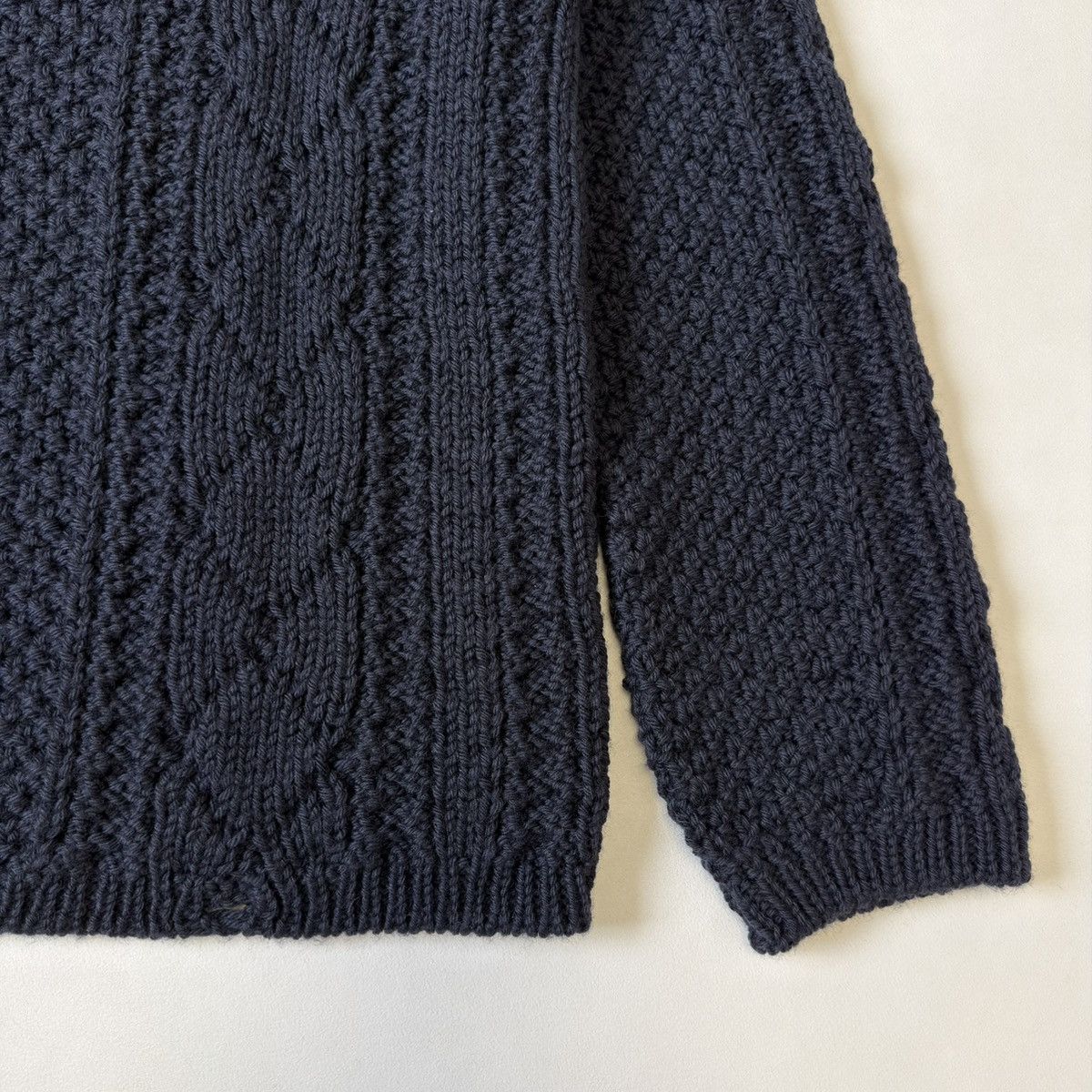 Maison Margiela A/W 21 Distressed Blue Cable Knit Sweater Size US XL / EU 56 / 4 - 18 Thumbnail