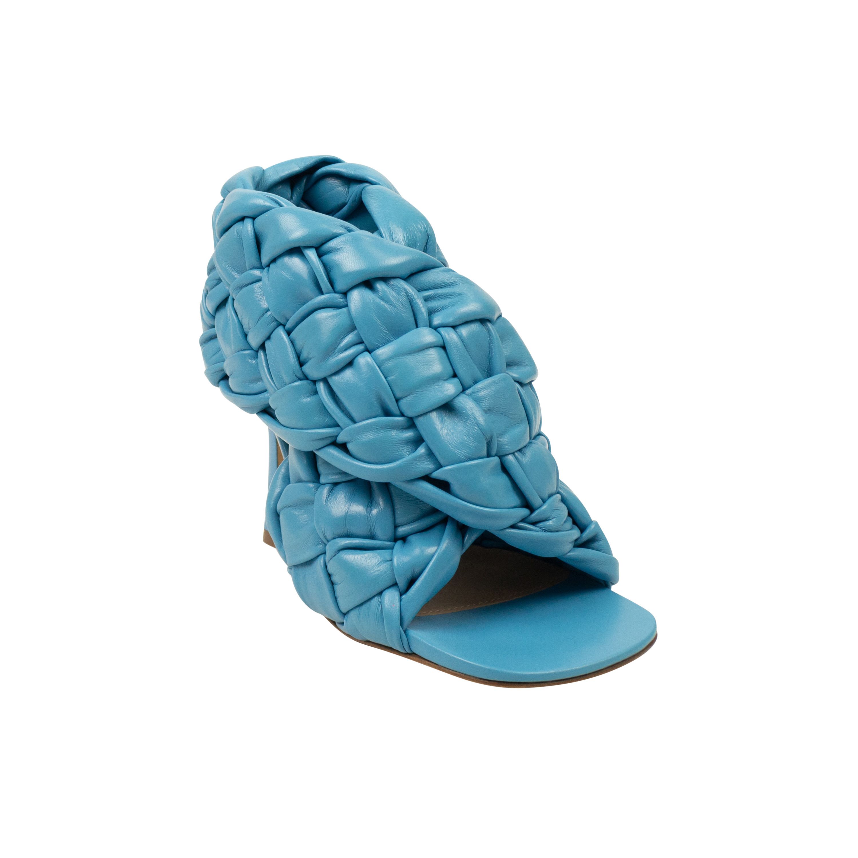 Sky Blue Leather The Board Heeled Sandals Size 6.5/36.5